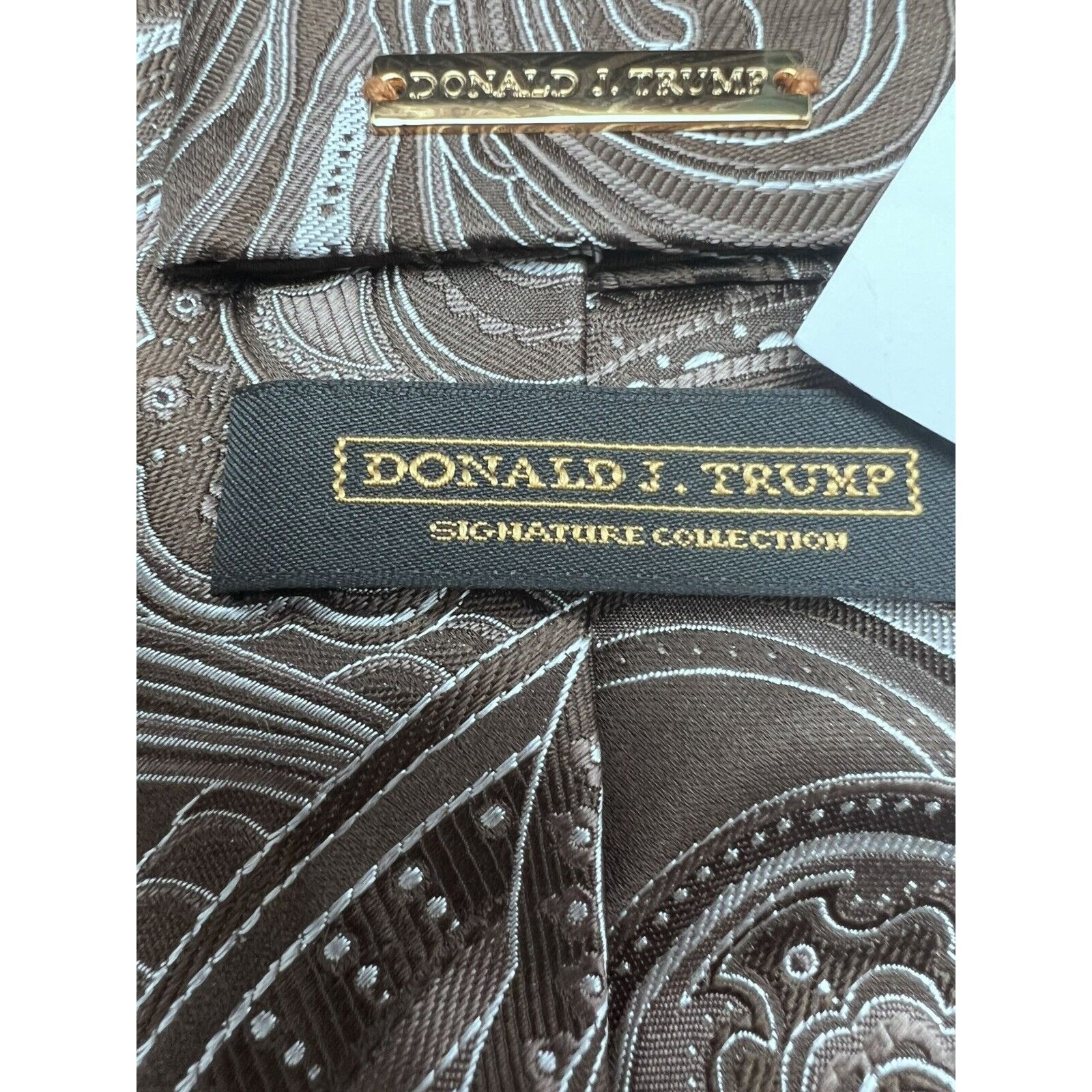 Donald Trump Donald J Trump Signature Collection Chocolate Paisley 100% S Size ONE SIZE - 3 Thumbnail