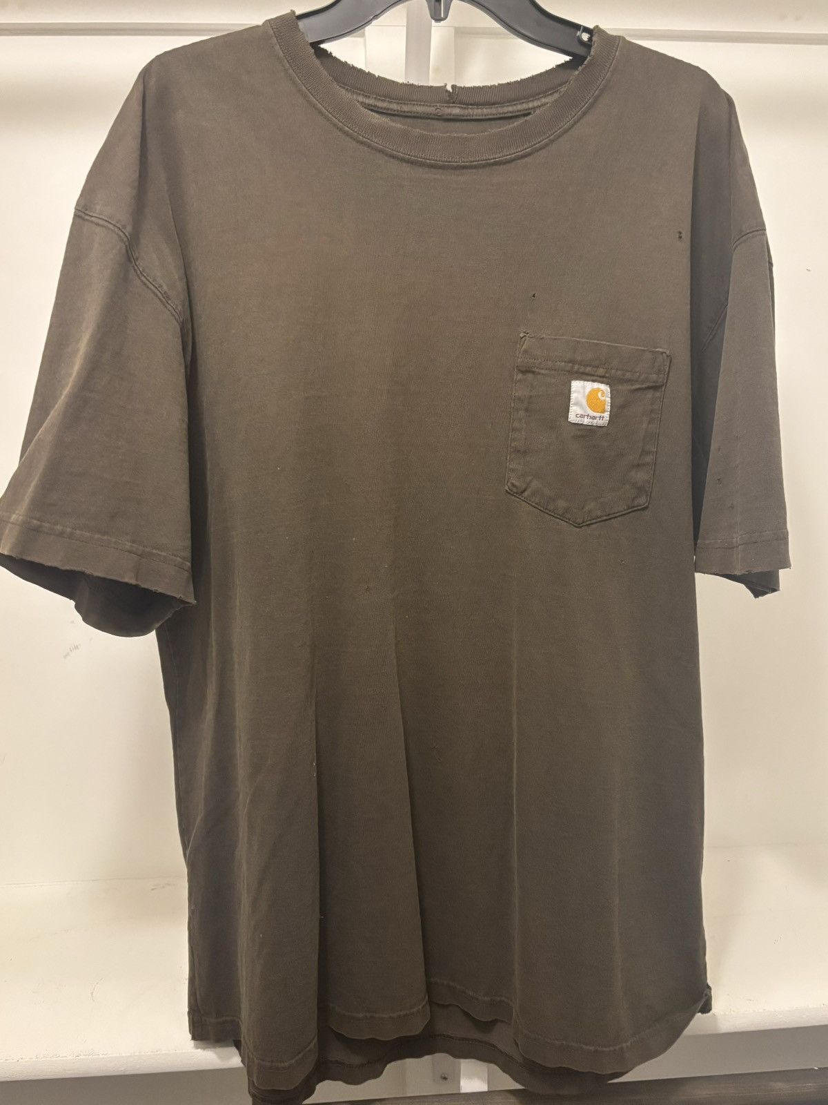 Carhartt × Vintage Carhartt Distressed Brown Logo Pocket Tee Size US XL / EU 56 / 4 - 1 Thumbnail