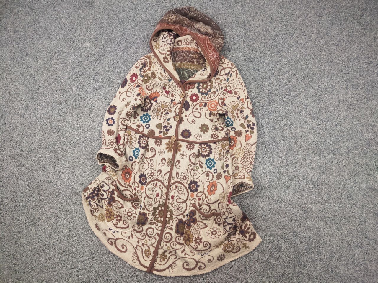 Vintage Ivko Embroidere Wool Cardigan Floral Boho Button Knit Hoodie Size L / US 10 / IT 46 - 3 Thumbnail