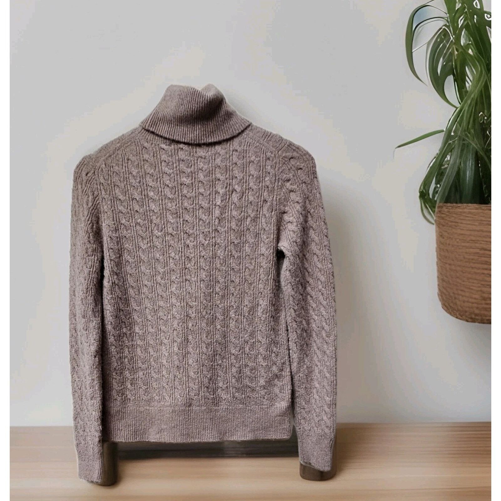 J.Crew J CREW0 Ruffle Front Cable Knit Alpaca Wool Turtleneck Size XS / US 0-2 / IT 36-38 - 5 Thumbnail