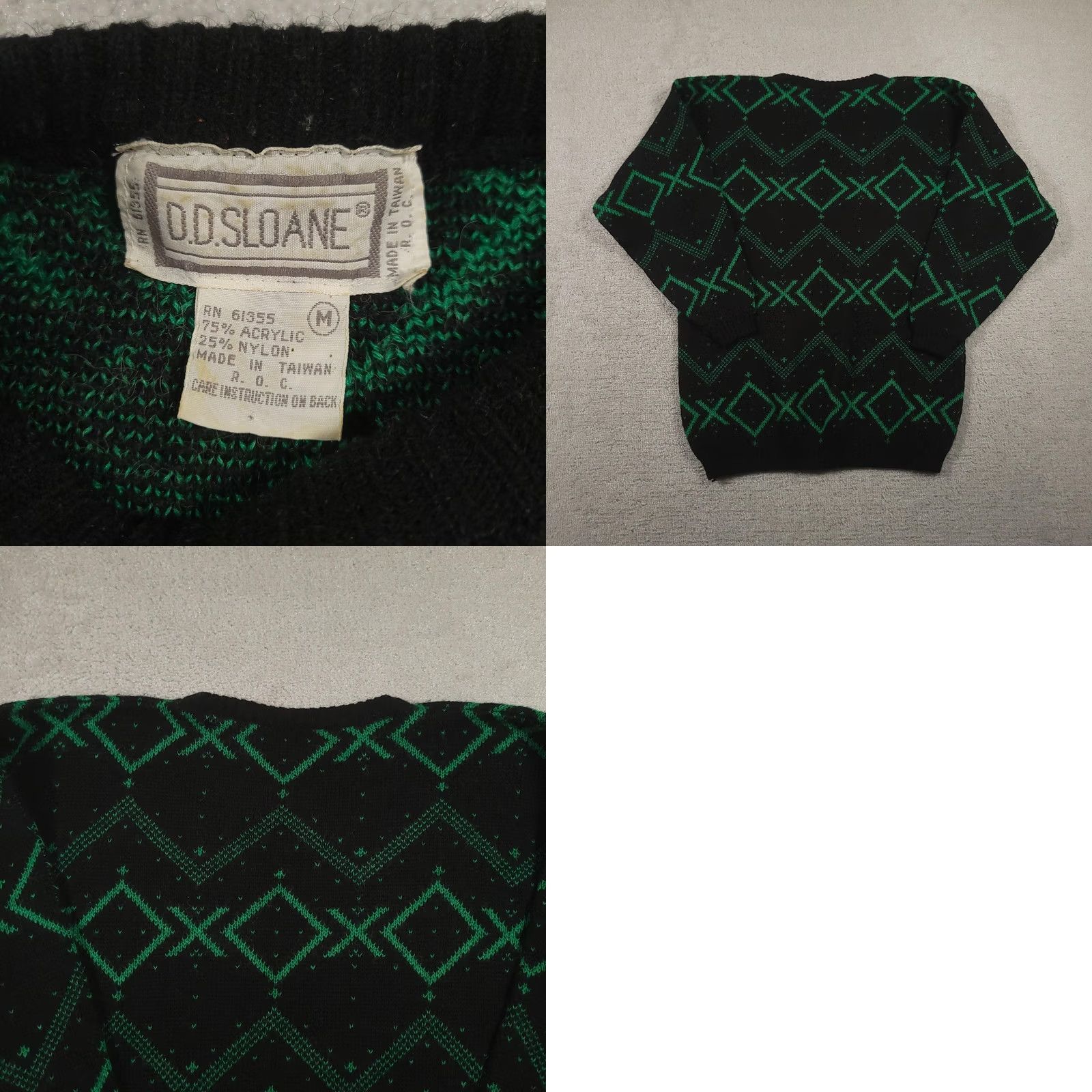 Vintage VINTAGE O.D. Sloane Sweater Mens Medium Black Geometric Pullover 80s Taiwan Size US M / EU 48-50 / 2 - 8 Thumbnail