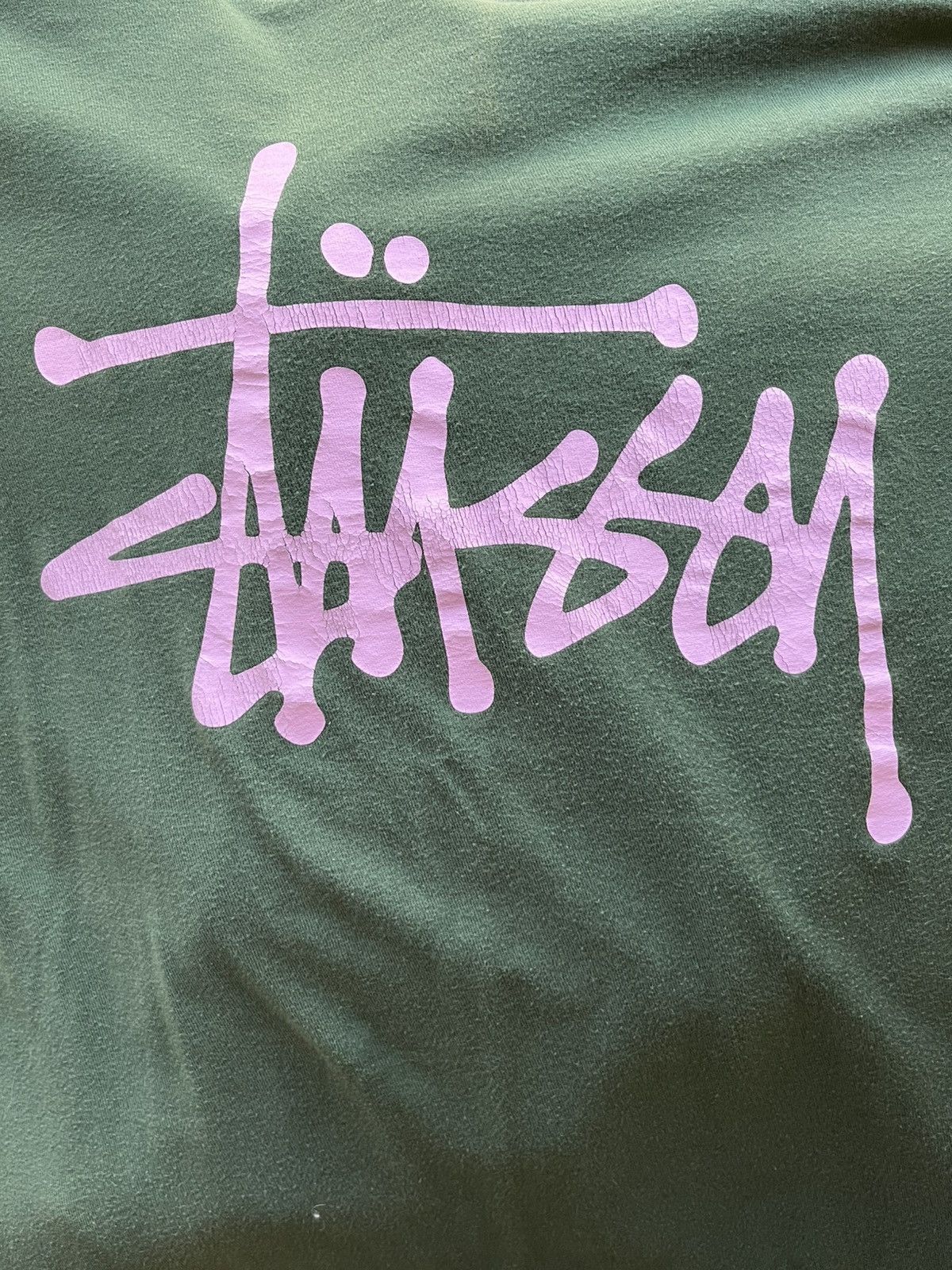 Stussy Stüssy Basic Logo Long Sleeve Tee — Forest Green / Pink Size US L / EU 52-54 / 3 - 4 Thumbnail