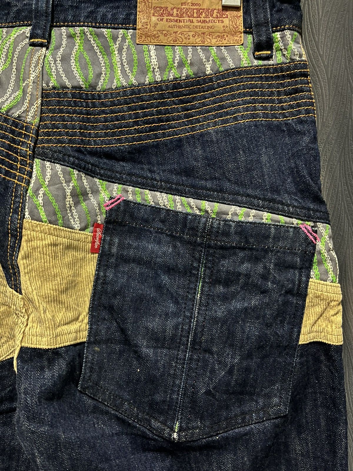 Japanese Brand × Kansai Yamamoto SACRIFICE Patchwork and Collage Fashion Jeans Size US 32 / EU 48 - 12 Thumbnail