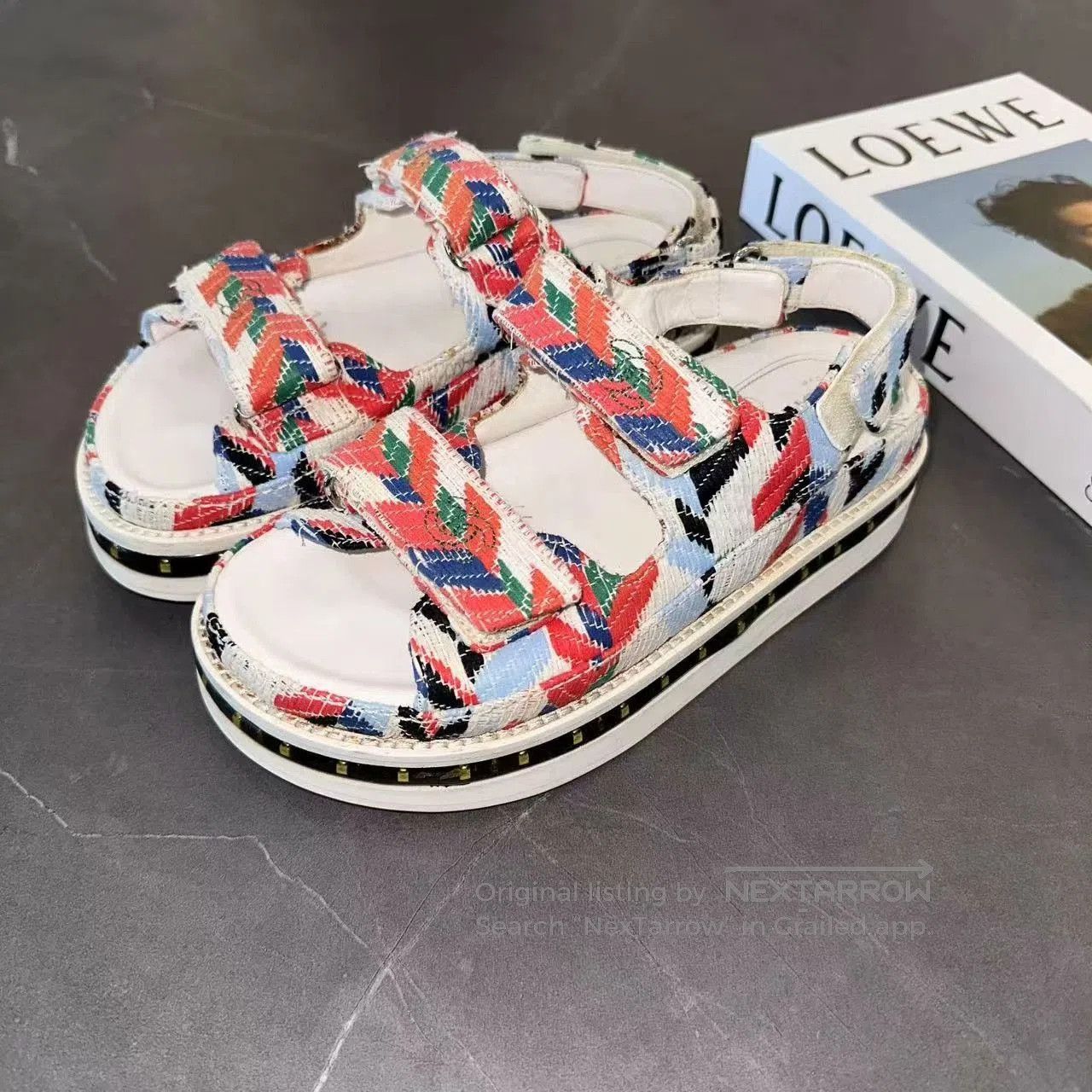 CHANEL Colorful Strappy Platform Sandals.