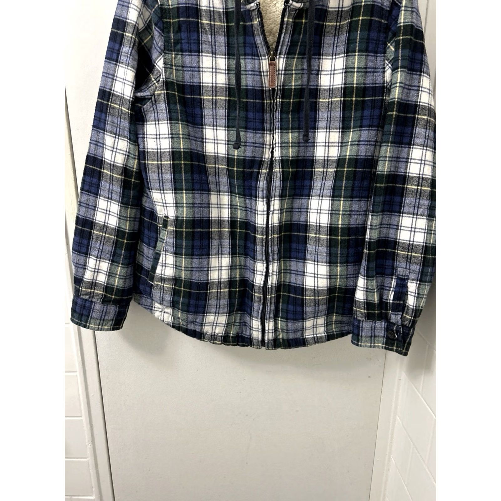 Vintage LL Bean Sherpa Lined Flannel Hoodie Womens M Relaxed Fit Scotch Plaid 505453 Size M / US 6-8 / IT 42-44 - 3 Thumbnail