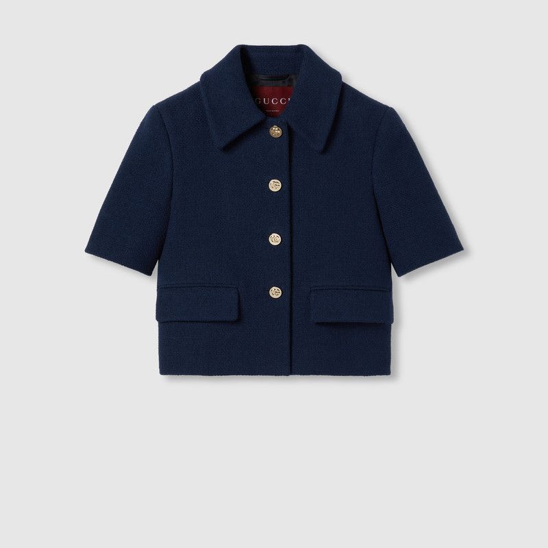 Gucci o1loc1c0226 820682 Cotton Tweed Jacket in Dark Blue Size XS / US 0-2 / IT 36-38 - 1 Thumbnail