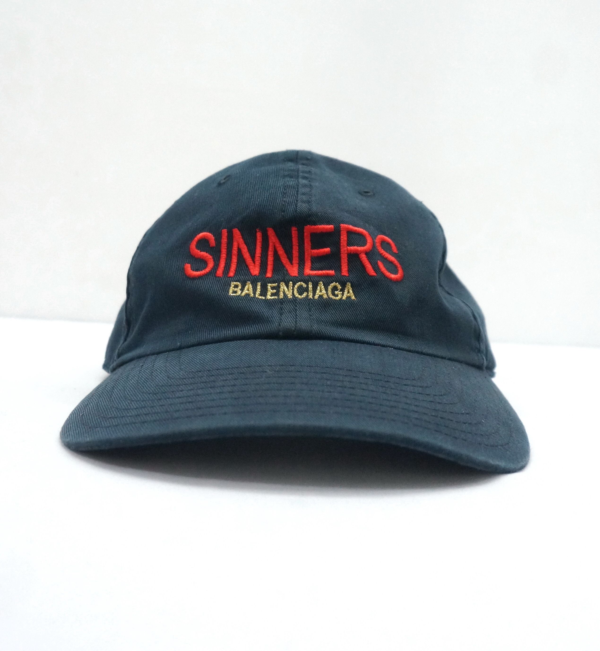 RARE Balenciaga Sinners Logo Black Hat Baseball Cap