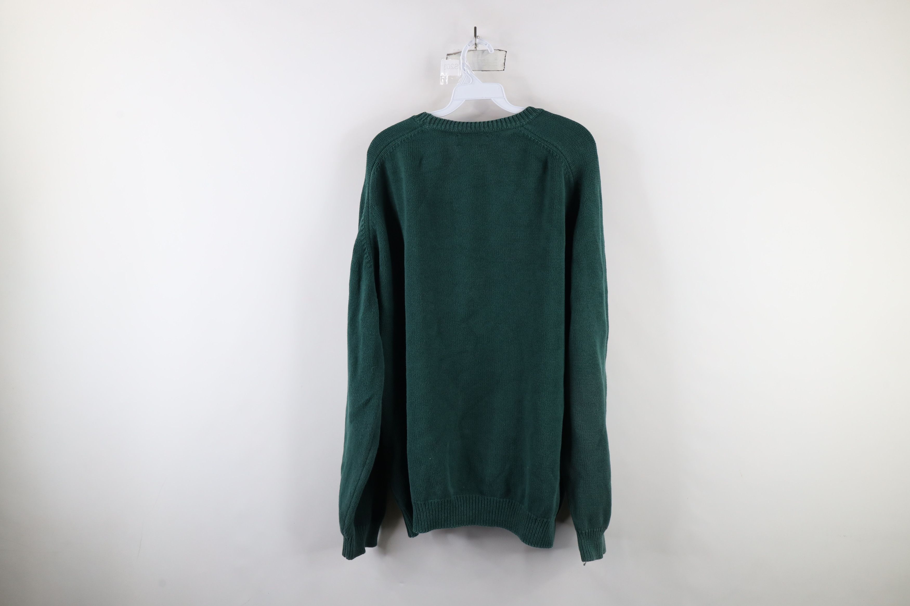 Lands' End × Vintage Vintage 90s Lands End Cotton Knit V-Neck Sweater Green USA Size US XXL / EU 58 / 5 - 9 Thumbnail