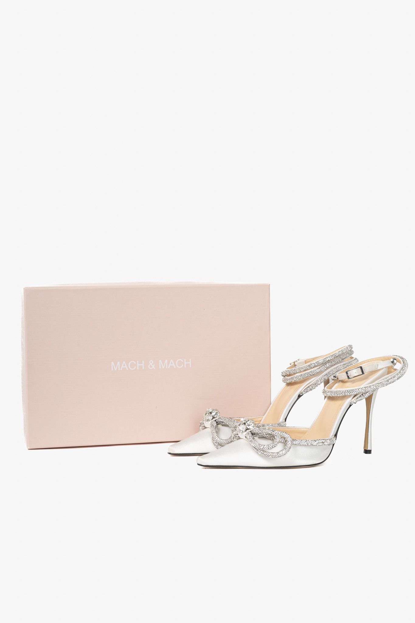 MACH & MACH MACH & MACH Double Bow Silk-Satin Crystal-Embellished Heels Size US 9 / IT 39 - 11 Thumbnail