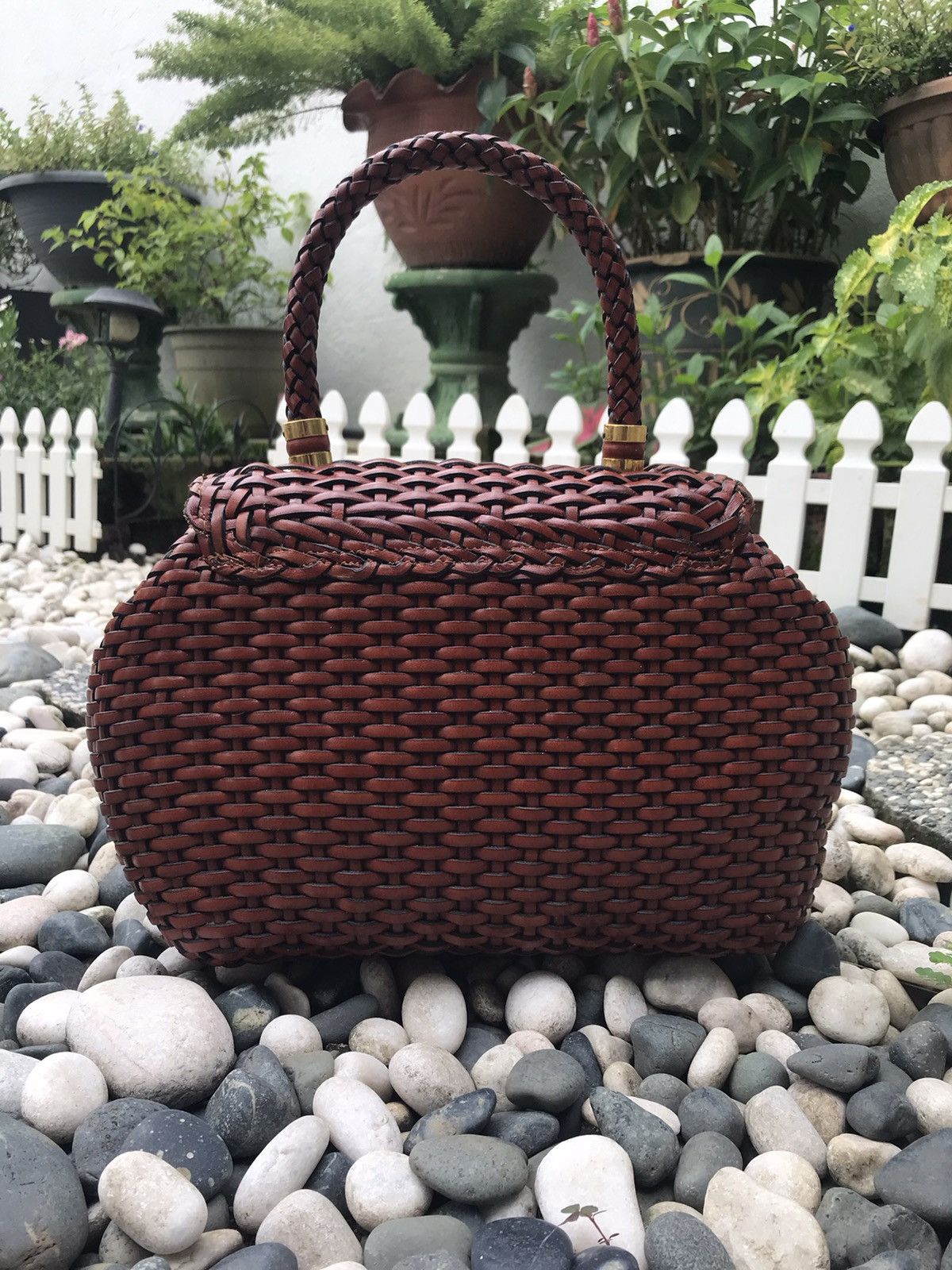 Genuine Leather × Handmade × Japanese Brand CUSTOM UNBRANDED HANDMADE BASKET WOVEN LEATHER STYLE HANDBAG Size ONE SIZE - 2 Thumbnail