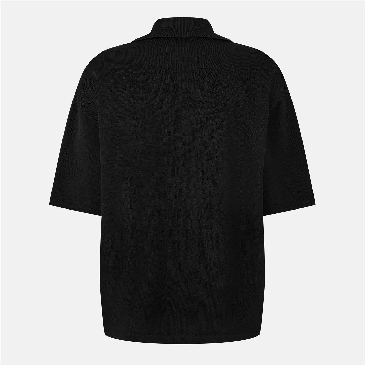 AMI o1g2r1mq0326 Knitted Short-Sleeve Polo Shirt in Black Size US L / EU 52-54 / 3 - 3 Thumbnail