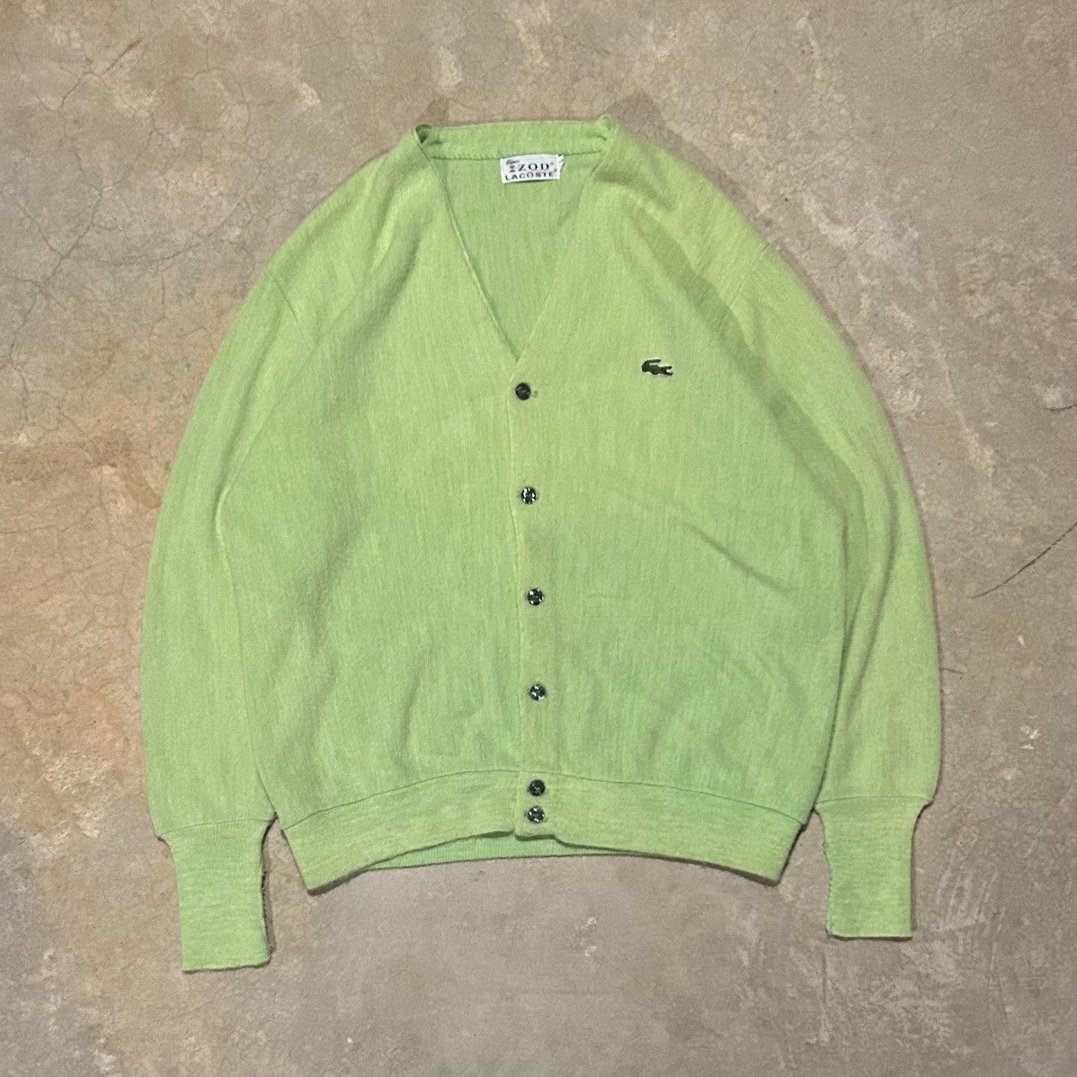 【希少古着】70s izod lacoste green cardigan 70s-lacoste-sweater-green-mens