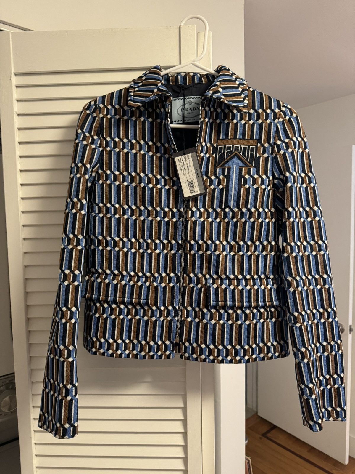 Prada Geometric Jacquard Jacket Size XS / US 0-2 / IT 36-38 - 5 Thumbnail