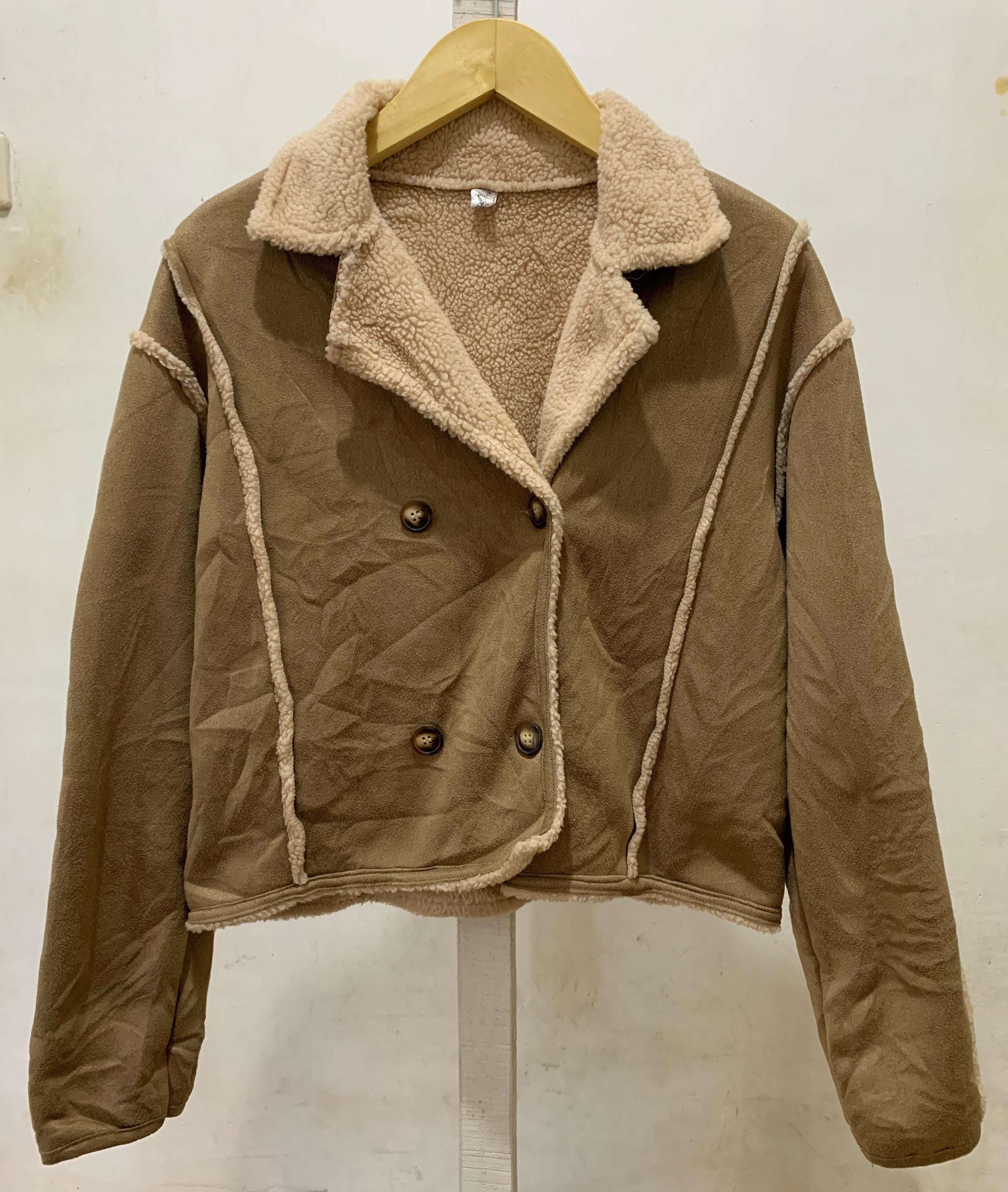 Vintage Vintage Brown Faux Suede Shearling Jacket-Cozy Winter Size S / US 4 / IT 40 - 1 Thumbnail