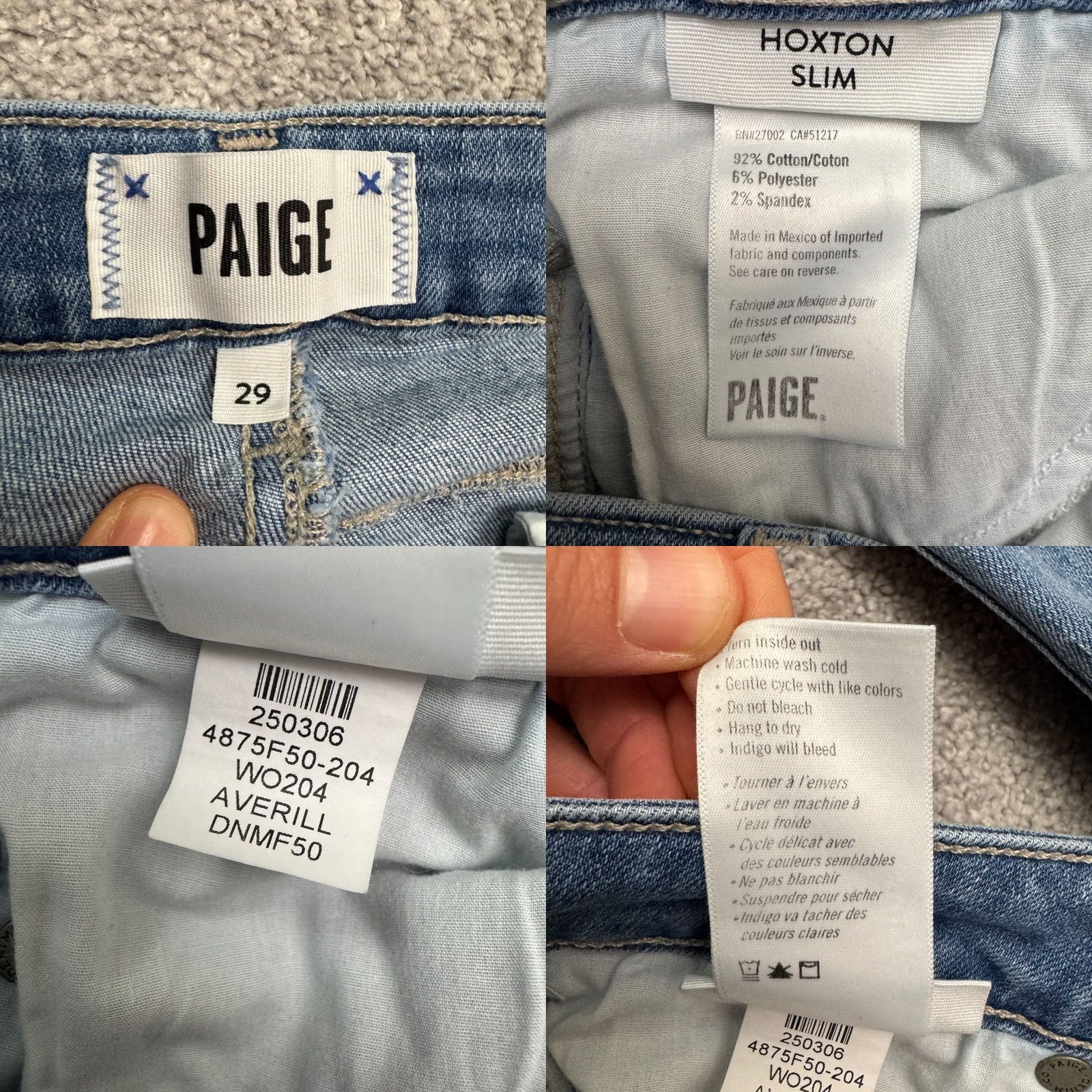Paige Paige Hoxton Slim Jeans Women 29 Blue Medium Wash High Rise Denim Skinny 5-Pocket Size 29" - 8 Thumbnail