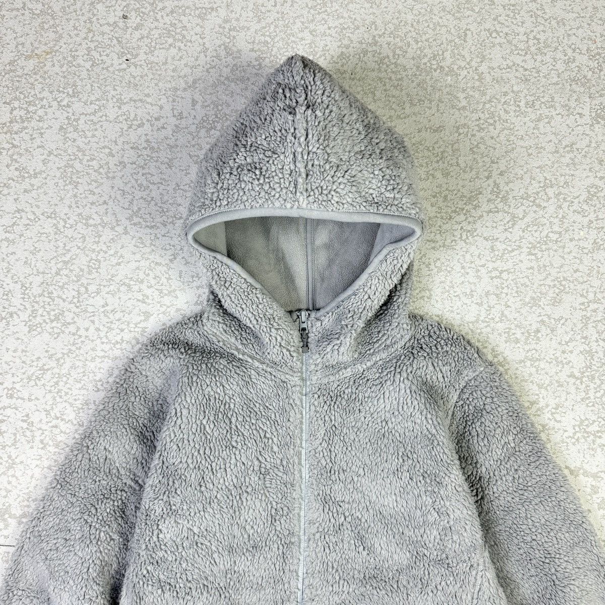 Japanese Brand × Uniqlo 💥Uniqlo Fleece Grey Hooded Light Jacket Size US L / EU 52-54 / 3 - 3 Thumbnail