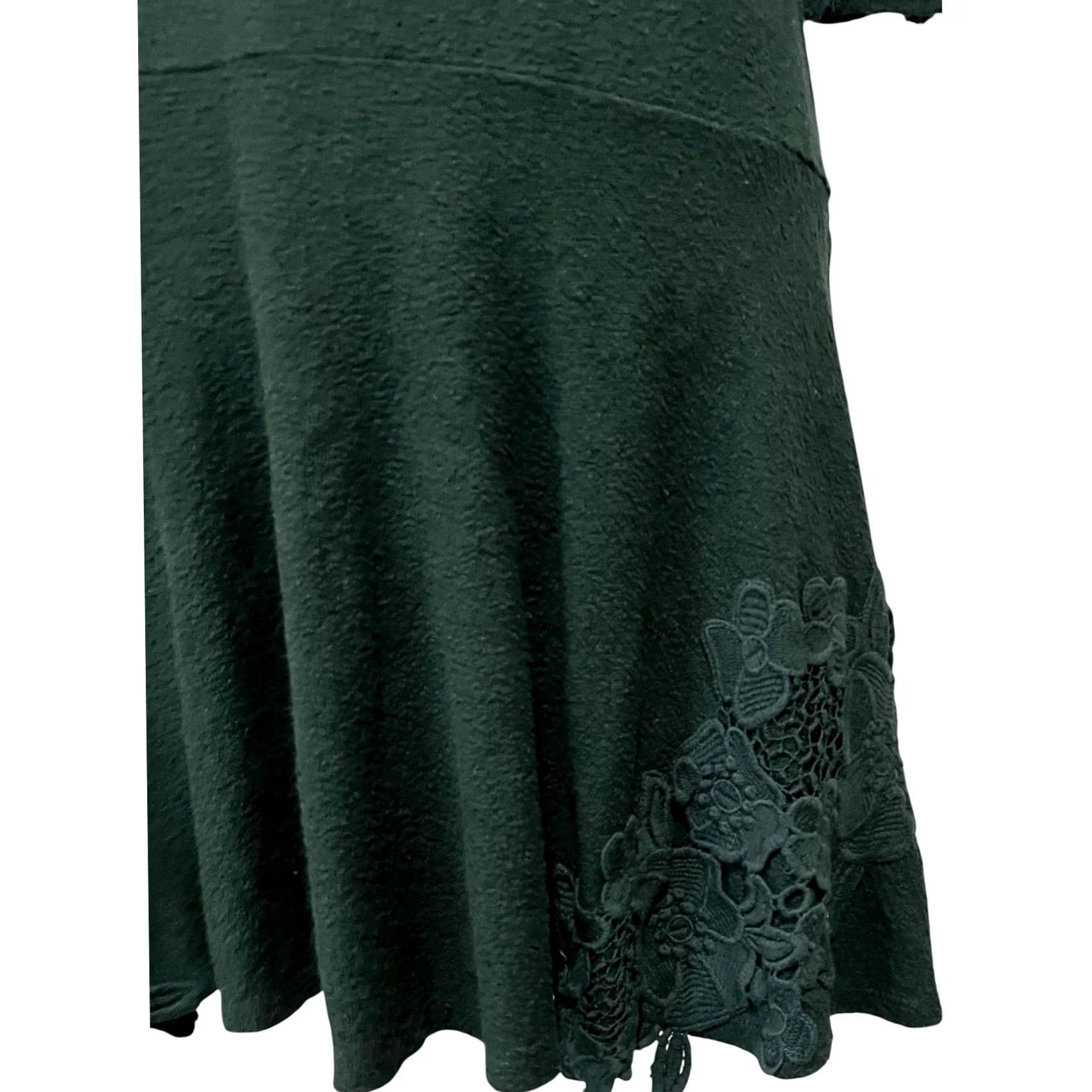 Vintage Maeve Anthropologie Sweater Dress Womens XS Green Lace Tierra Drop Waist Scoop Back KnEE Length 34" 3/4 Sleeve Vintage? Size XS / US 0-2 / IT 36-38 - 4 Thumbnail