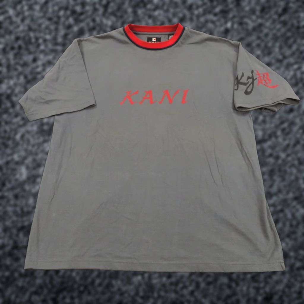 Karl Kani VINTAGE Karl Kani Shirt Mens XL Grey Ringer Collar Spellout 90s Hip Hop Tee T Shirt Size US XL / EU 56 / 4 - 1 Thumbnail