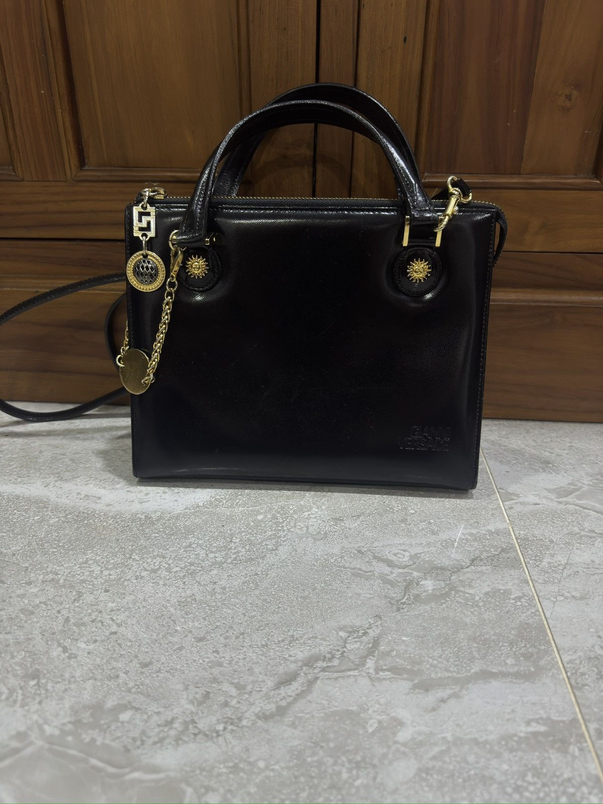 Other Authentic Gianni Versace Black Handbag Vintage Size ONE SIZE - 1 Thumbnail