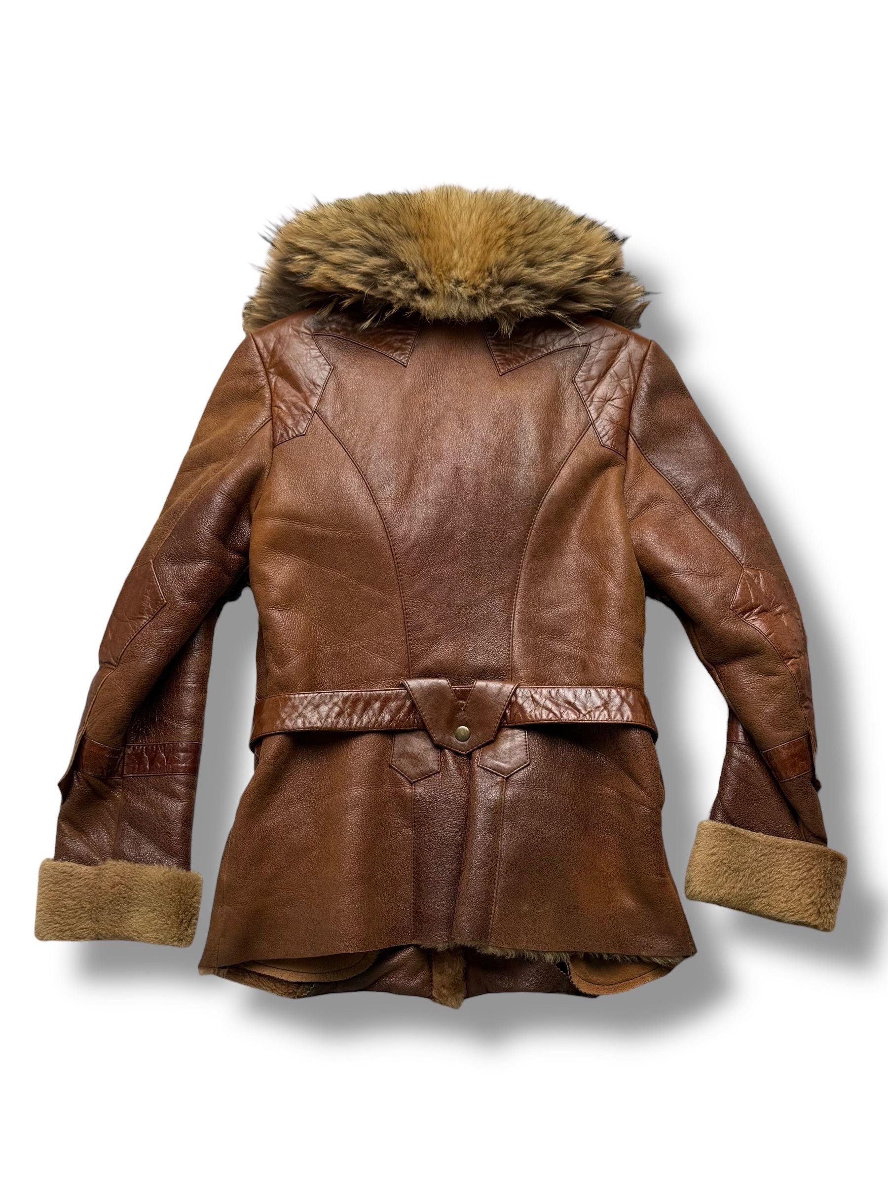 Vintage 90's Real Sheepskin Coat With Real Fur Neck(V408) Size S / US 4 / IT 40 - 11 Thumbnail