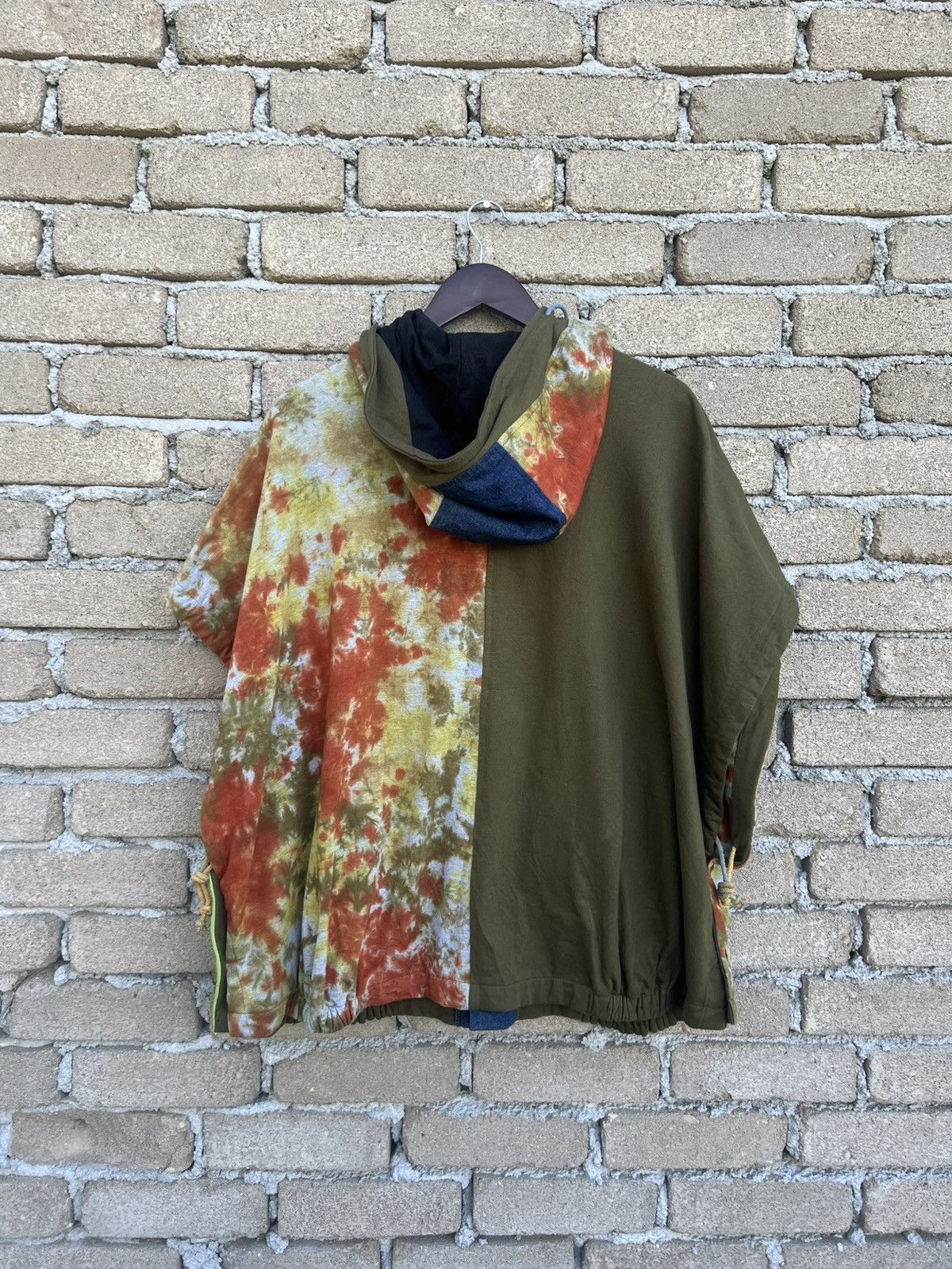 Japanese Brand Kobitch Poncho Hooded Button Up Colour Block Size XL / US 12-14 / IT 48-50 - 7 Thumbnail