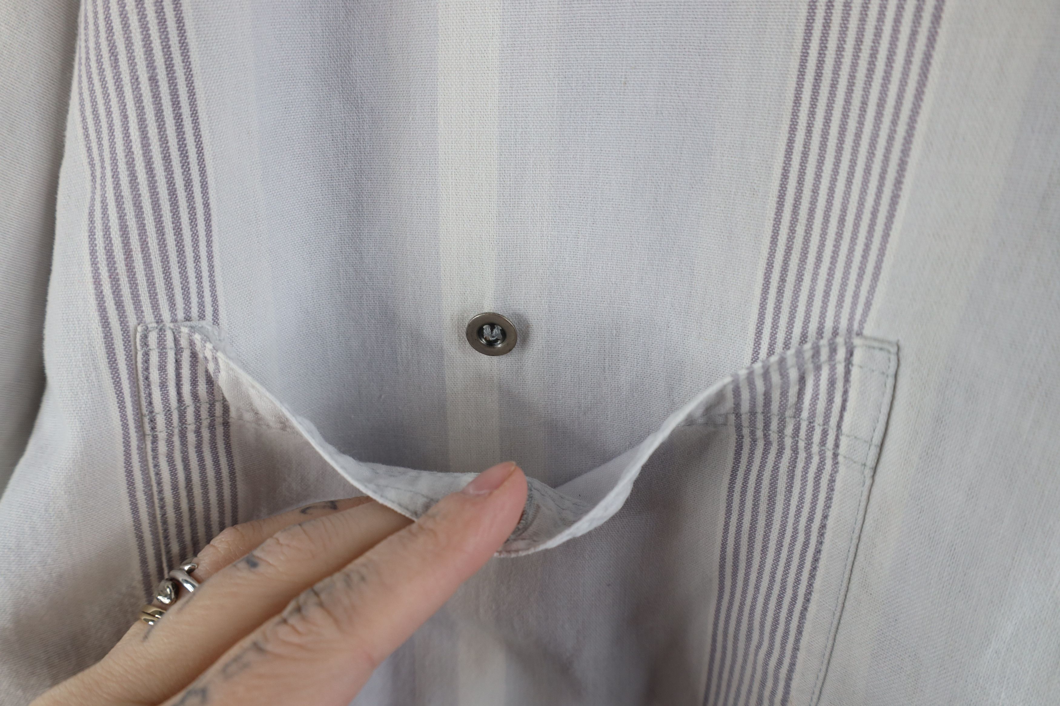 Vintage Vintage 90s Streetwear Baggy Big Pocket Striped Button Shirt Size XL / US 12-14 / IT 48-50 - 5 Thumbnail