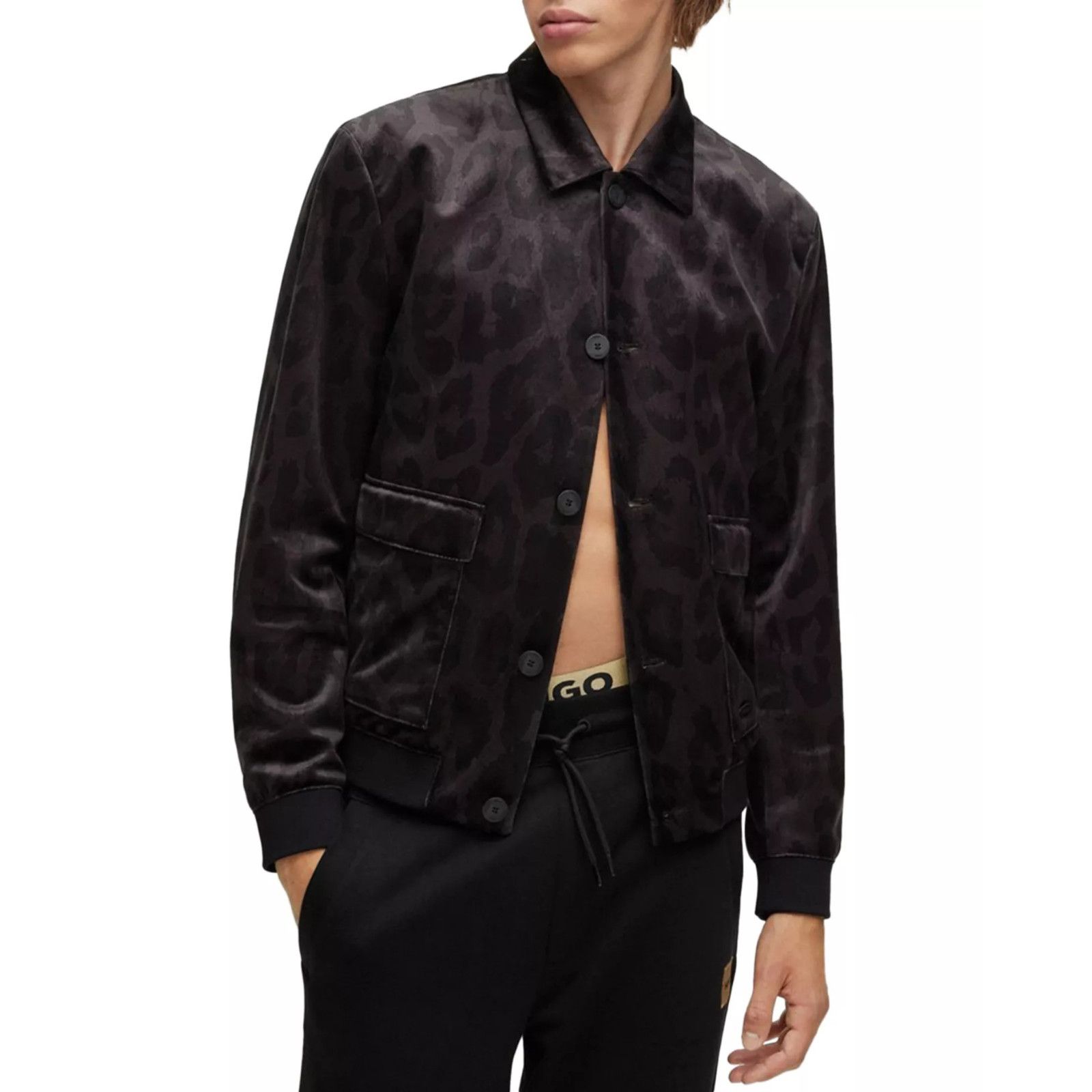 Hugo Boss Hugo Boss Leopard Print Bomber Jacket 38R Black Print Slim Size US M / EU 48-50 / 2 - 13 Thumbnail