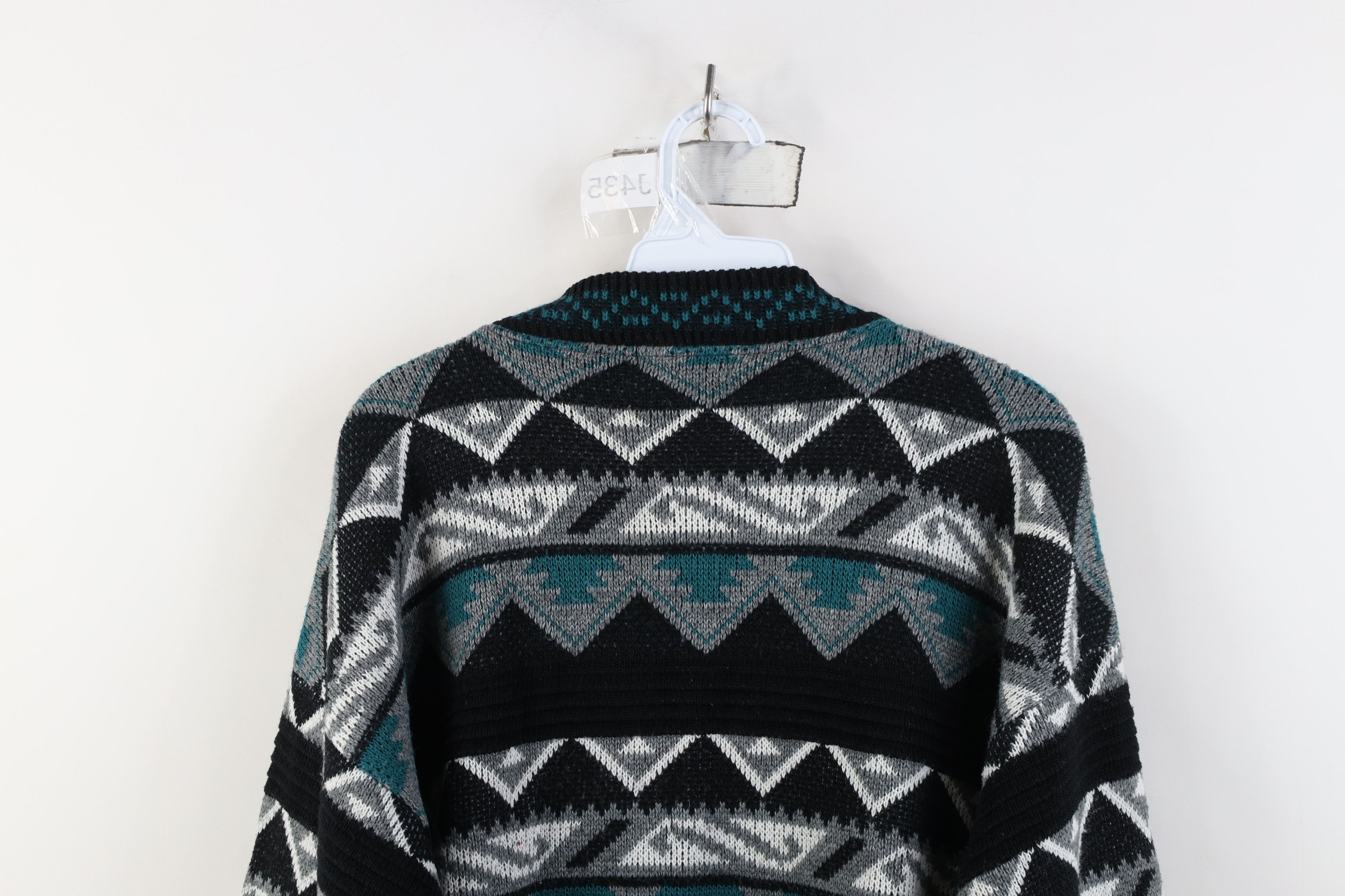 Vintage 90s Coogi Style Geometric Knit Sweater USA