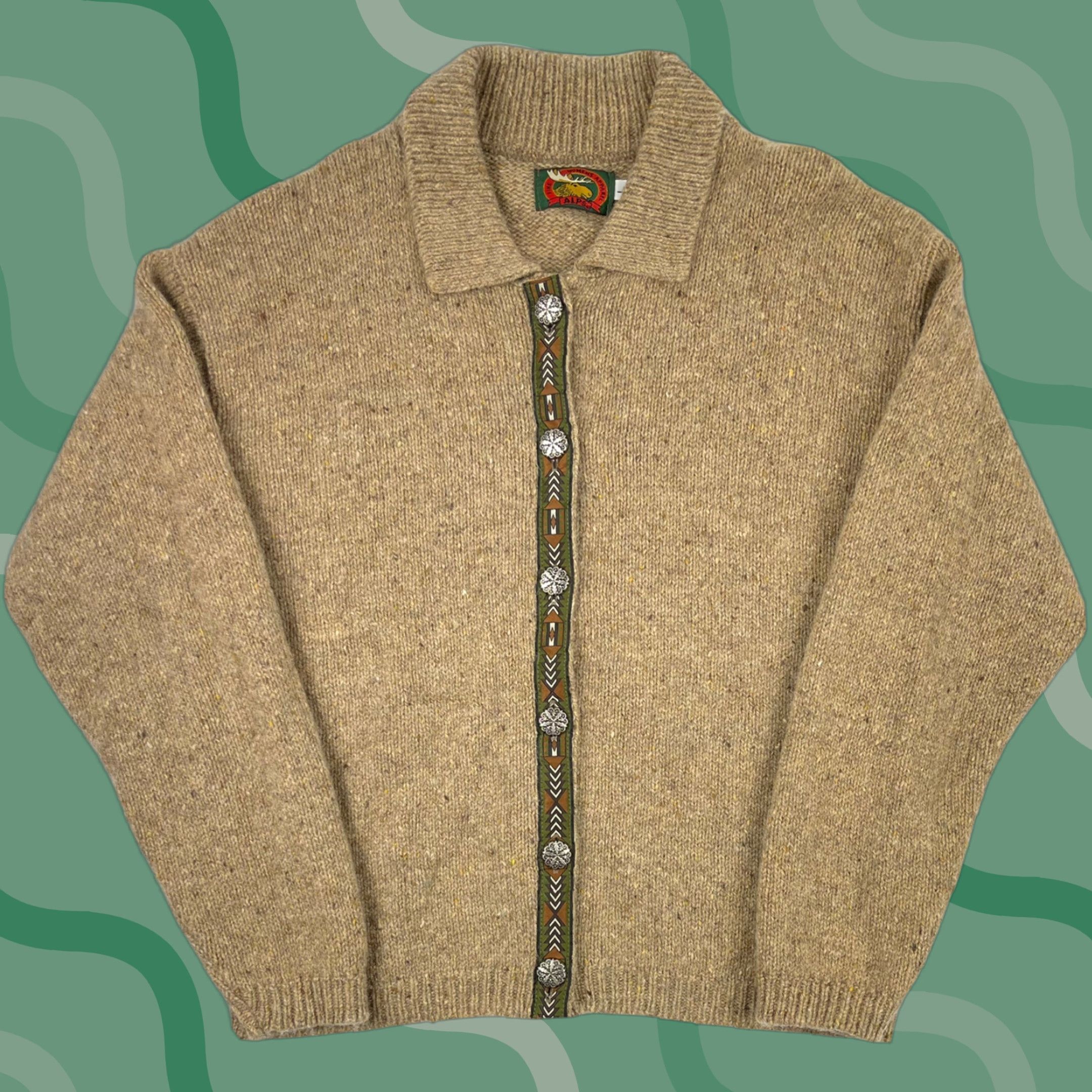 Vintage VINTAGE Alps Fine Women's Apparel Wool Knit Cardigan Sweater Casual Long Sleeve Brown L 80s 90s Size L / US 10 / IT 46 - 1 Thumbnail
