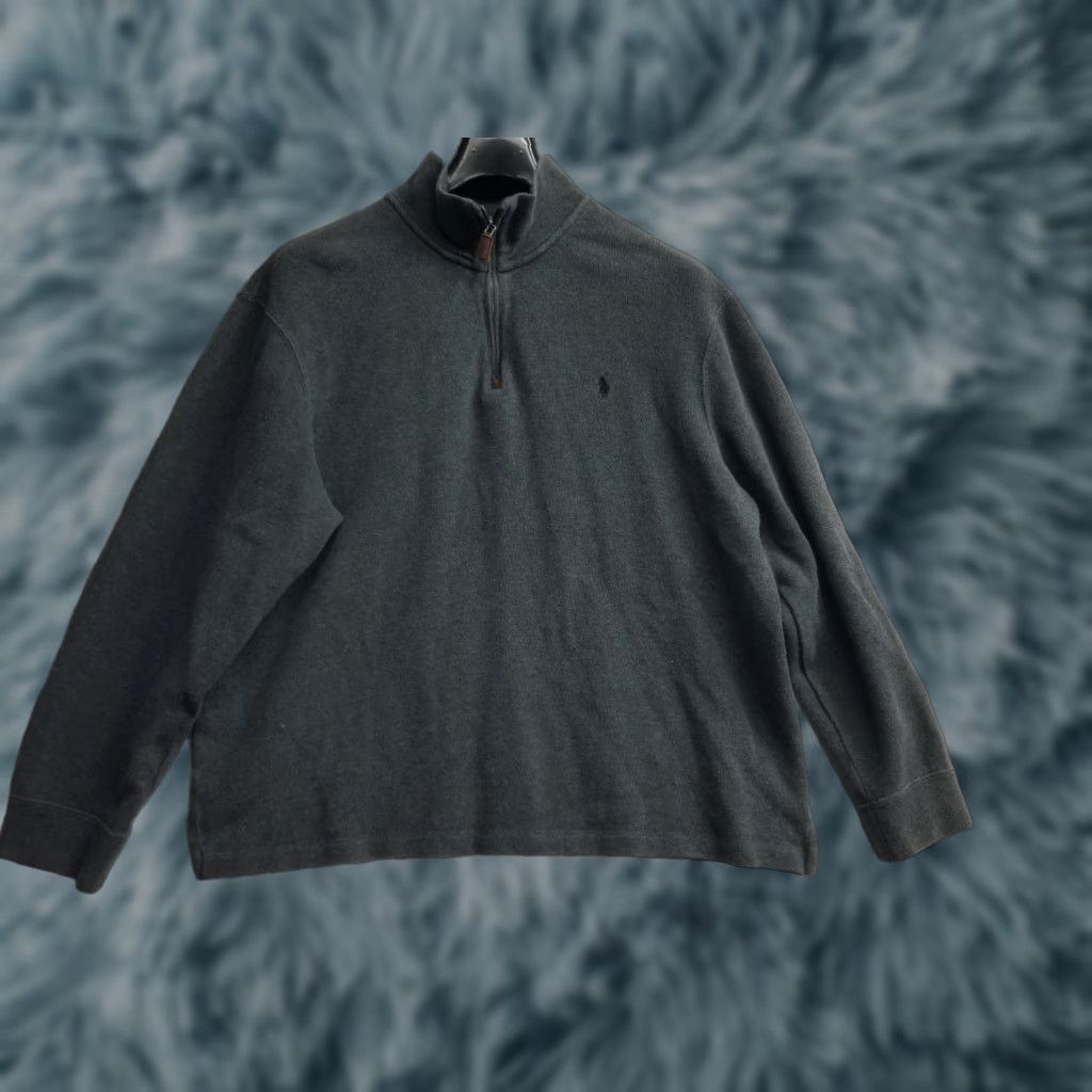 Polo Ralph Lauren Polo Ralph Lauren Sweater Pullover Mock Neck 1/4 Zip XL Mens Gray Regular Knit Cotton Size US XL / EU 56 / 4 - 1 Thumbnail