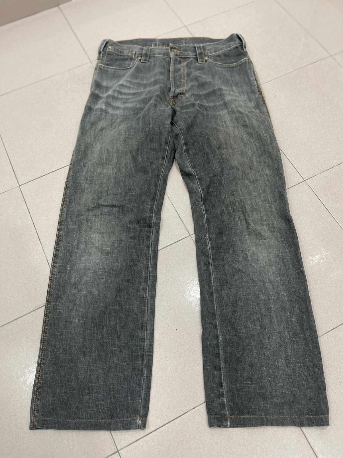 Japanese Brand Decauville Pants Jeans Mit Geradem Bien Leather Denim Size US 31 - 7 Thumbnail
