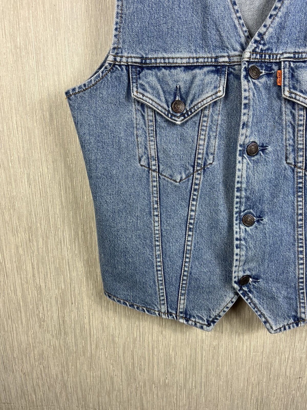 Levi's × Levi's Vintage Clothing × Vintage Vintage 80s Levi’s denim vest jacket sleeveless orange tab Size US L / EU 52-54 / 3 - 6 Thumbnail