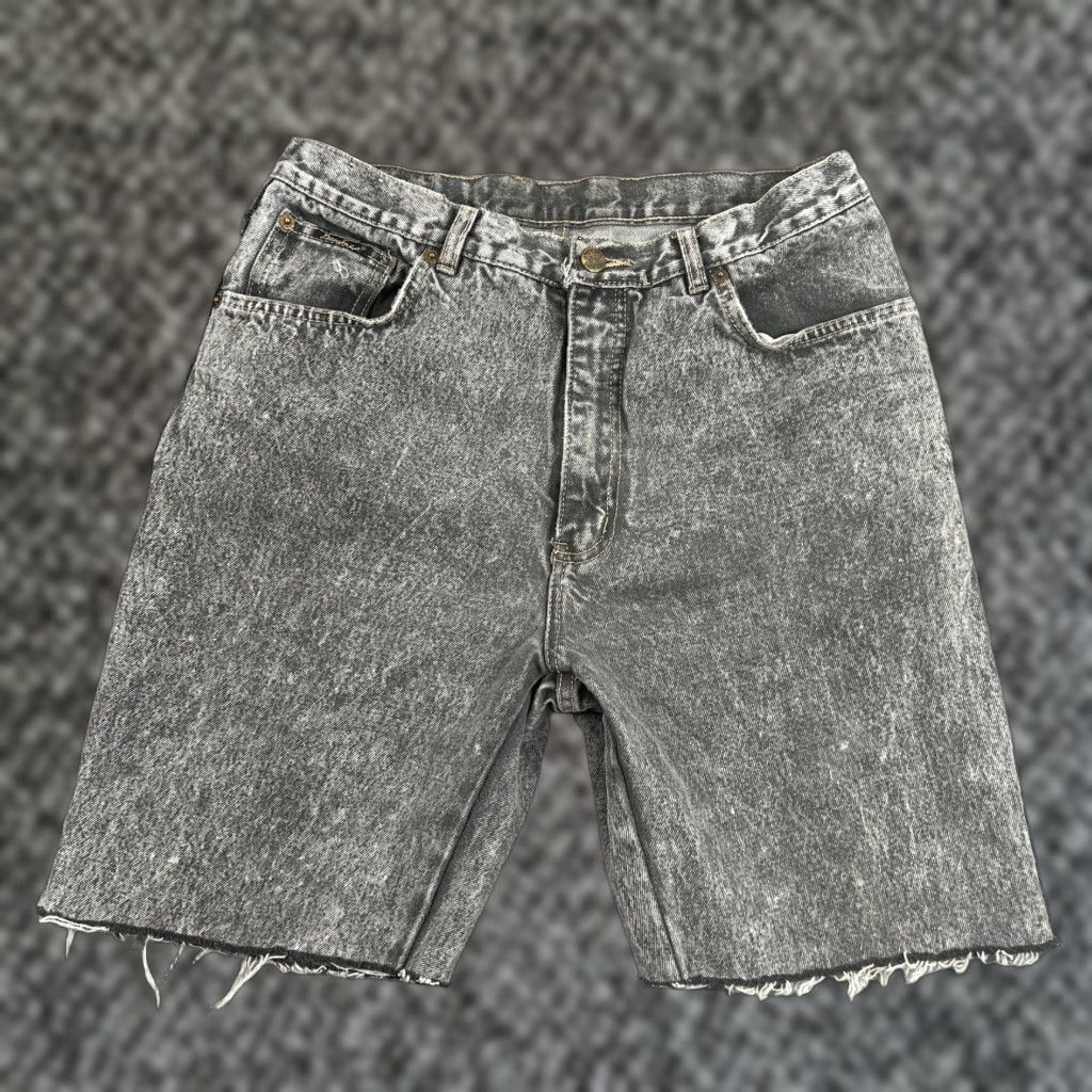 Denime VINTAGE Denimes Mens Bermuda Shorts 33 Light Faded Black Denim Casual Summer Beach Size US 33 - 1 Thumbnail