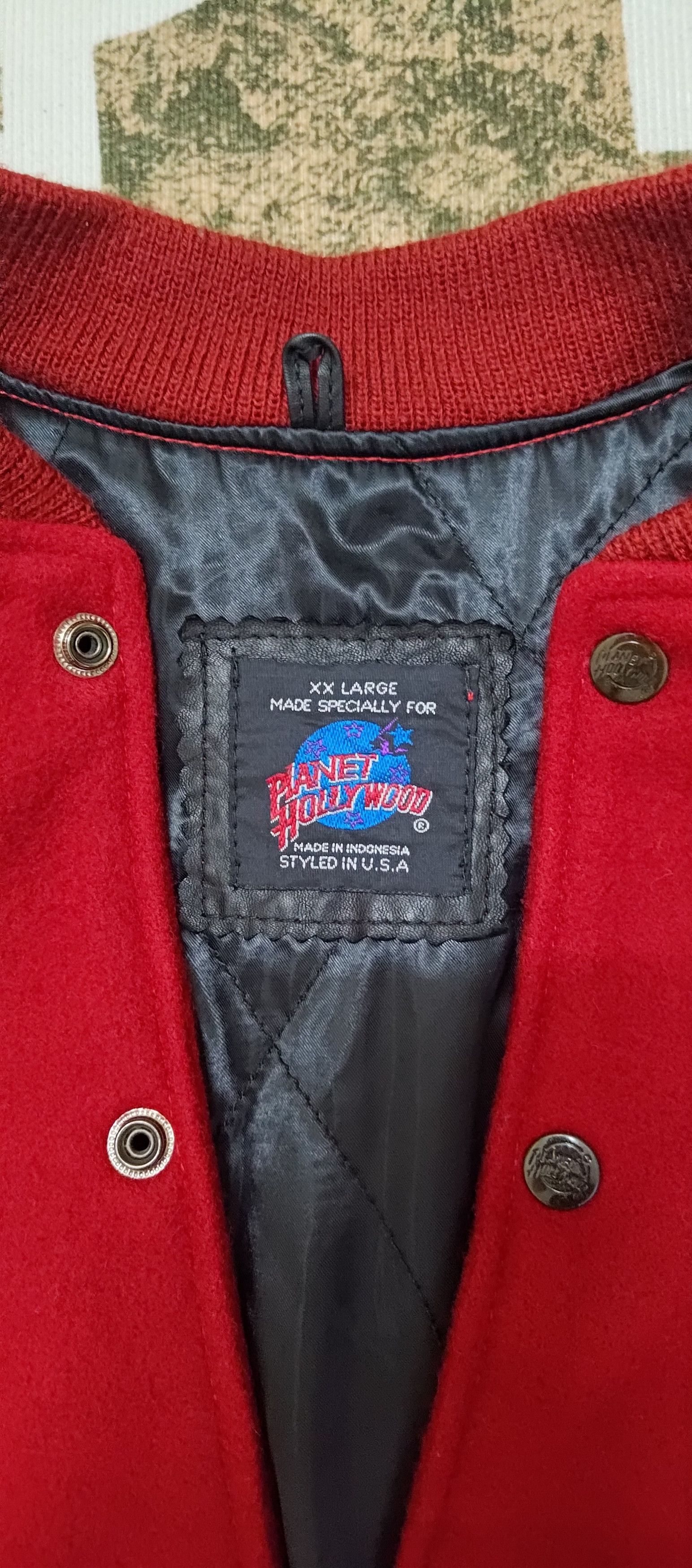 Planet Hollywood Planet Hollywood Gold Coast Leather Wool Bomber Jacket Size US XXL / EU 58 / 5 - 7 Thumbnail