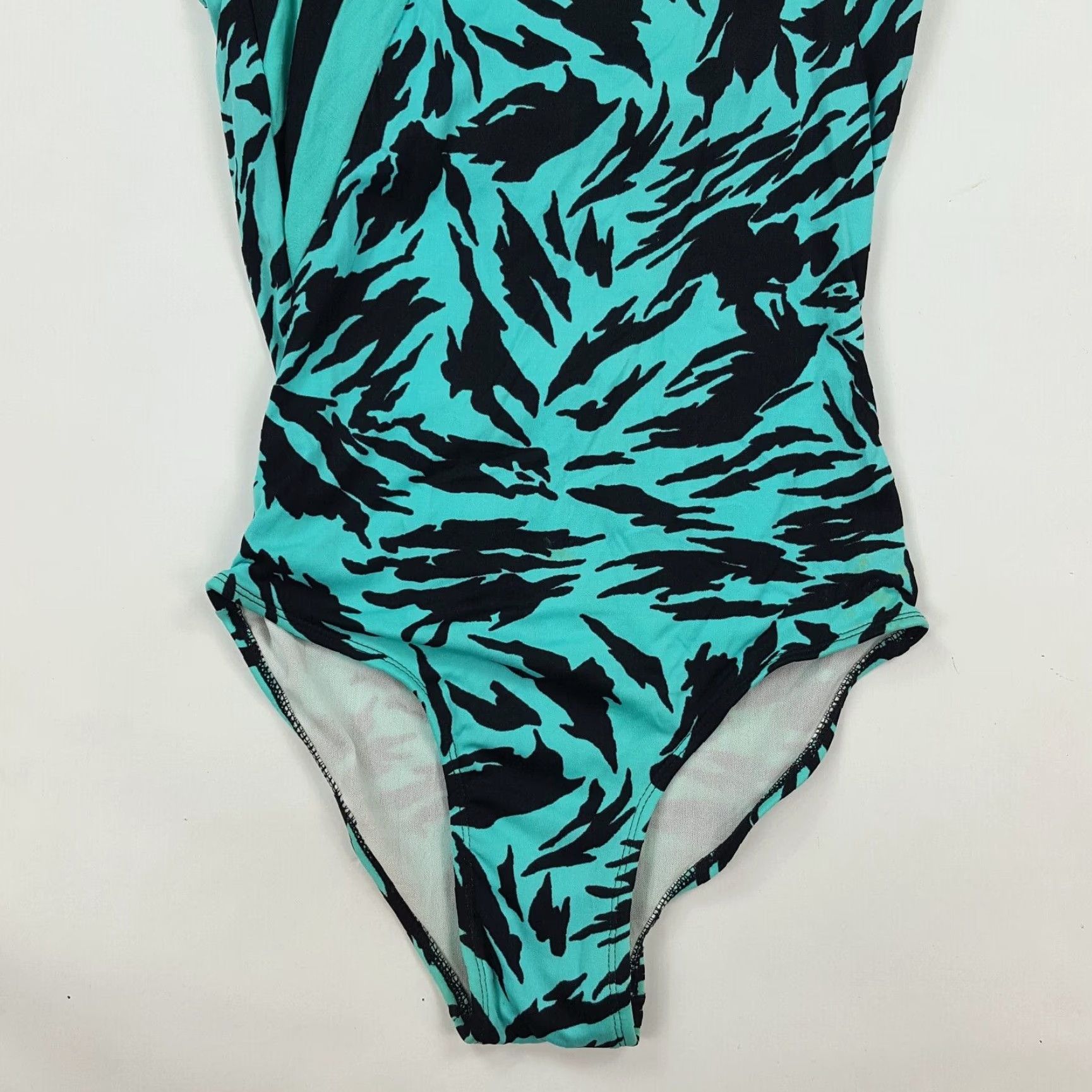 Vintage VTG 80s Cyan Tiger Halter Women's Size S One Piece Bikini Swim Suit Blue Retro SunJoy Size S / US 4 / IT 40 - 3 Thumbnail