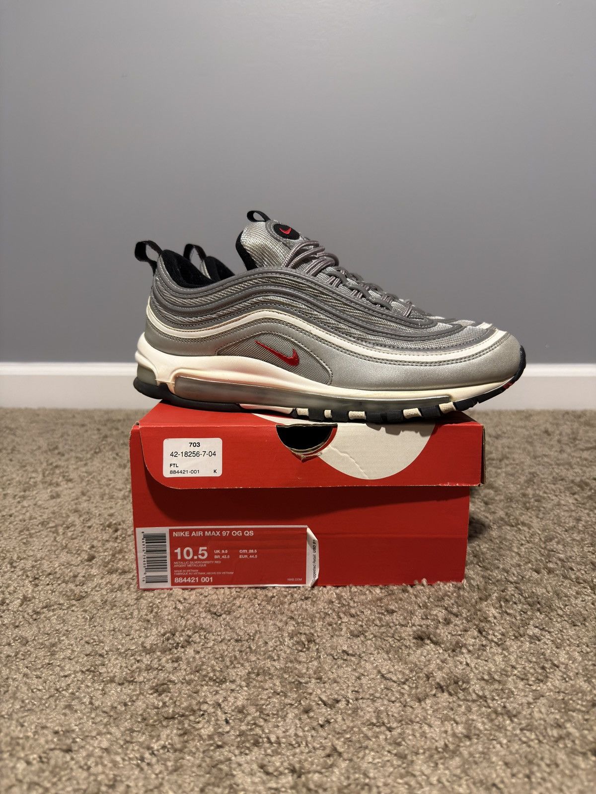 Nike 2016 Nike Air Max 97 "Silver Bullet" Size US 10.5 / EU 43-44 - 1 Thumbnail