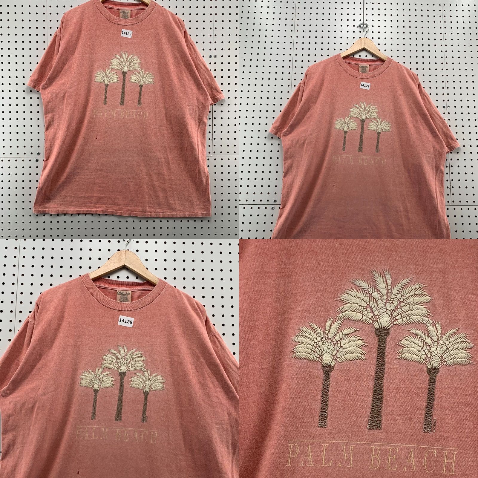 Vintage VINTAGE Oneita Palm Beach Shirt Adult XL Pink Short Sleeve Single Stitch 90s Mens Size US XL / EU 56 / 4 - 8 Thumbnail