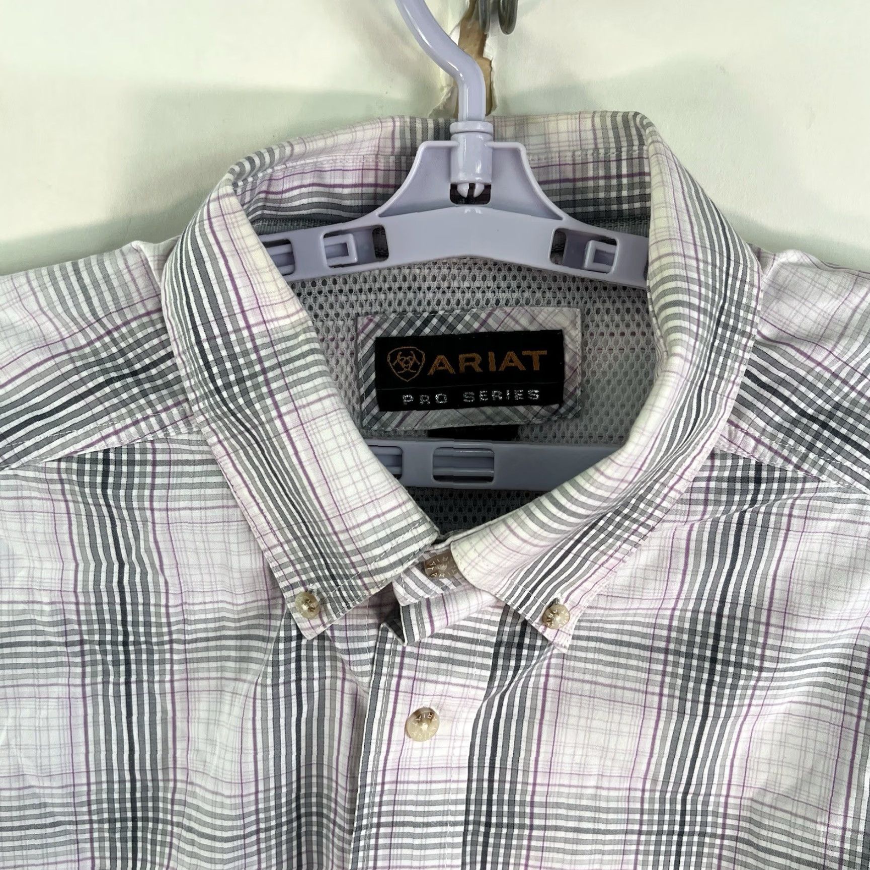 Ariat Ariat Pro Series Button-Down Plaid Shirt XL Mens Size Long Sleeve Gray Purple Size US XL / EU 56 / 4 - 3 Thumbnail