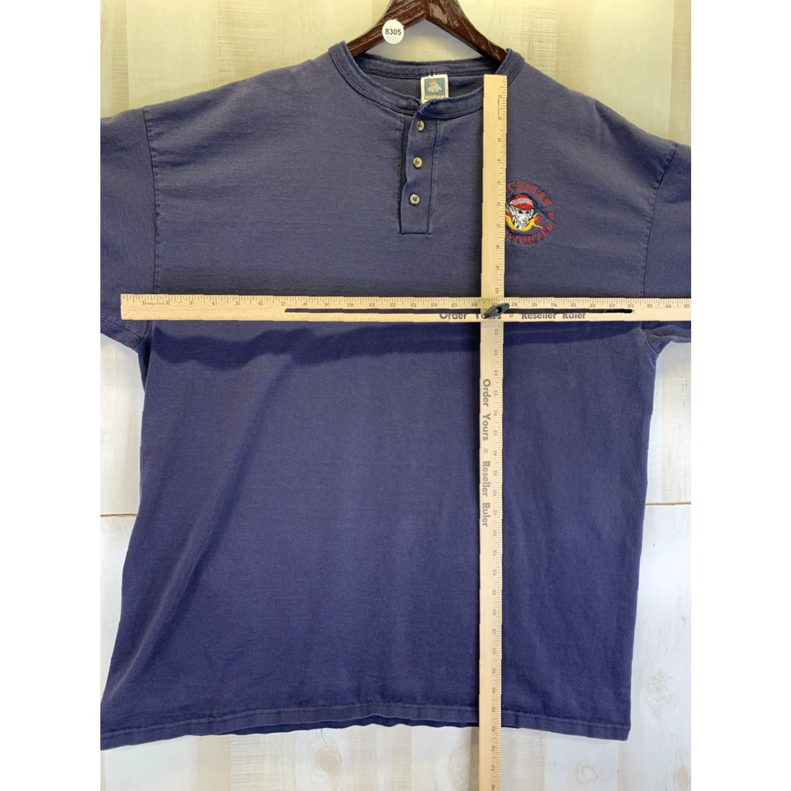 Vintage VINTAGE Michigan Firefighter Blue 1/4 Button Front T Shirt USA Made-Sz 3X-8305 Unisex 3XL Blue 1990s Basic Tee Shirt Size US XXL / EU 58 / 5 - 4 Thumbnail