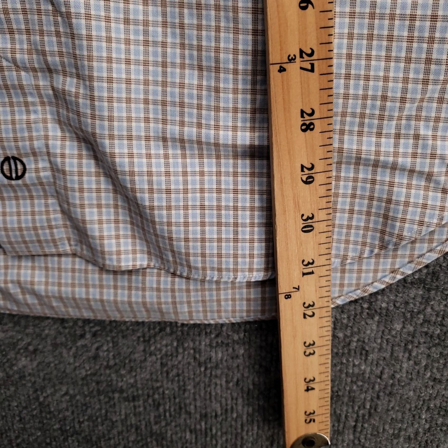 David Donahue David Donahue Dress Shirt Mens 17 34 36 Beige Button Up Long Sleeve Cotton Plaid Shirt Size 46R - 6 Thumbnail