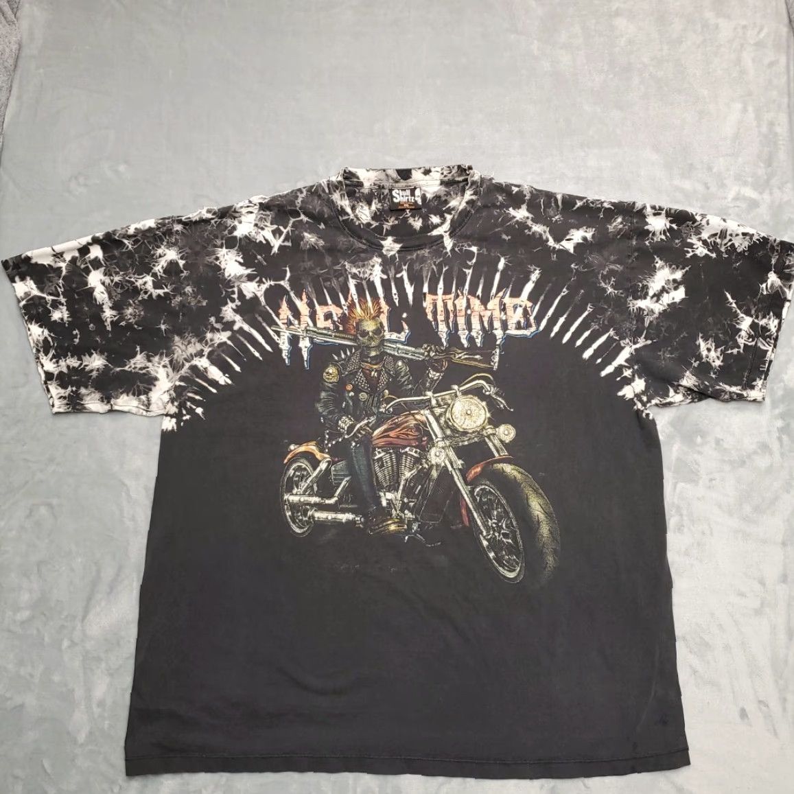 Vintage VINTAGE Skull ShirtZ Shirt Mens XXXL Black Hell Time Studded Zombie Motorcycle Biker AOP Shirt T-Shirt Crew Neck Short Sleeve Cotton Mens Size US XXL / EU 58 / 5 - 2 Thumbnail