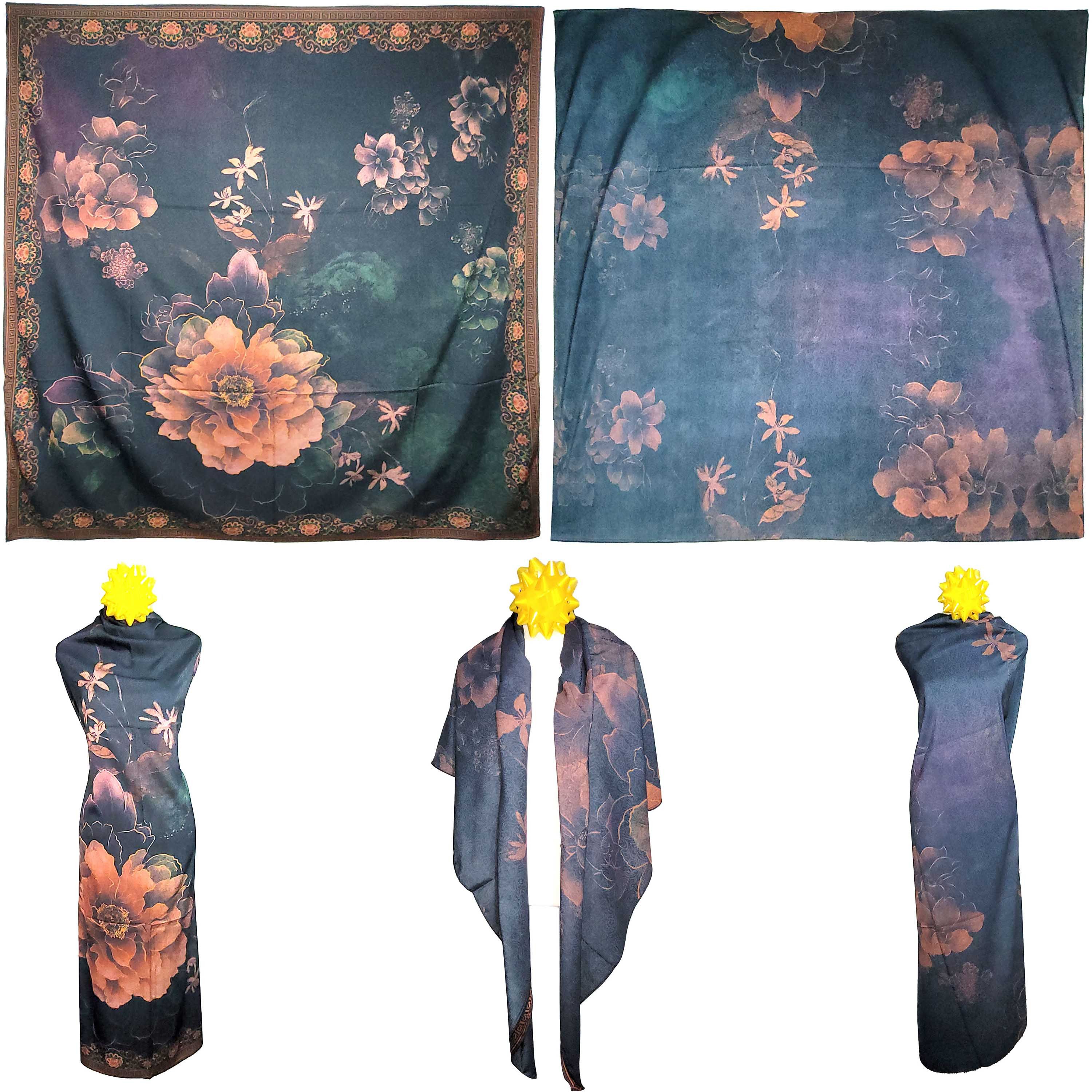 Other NWT Double Sided Silk Scarf 52"x52" Large Square Wrap 3250 Size ONE SIZE - 1 Thumbnail