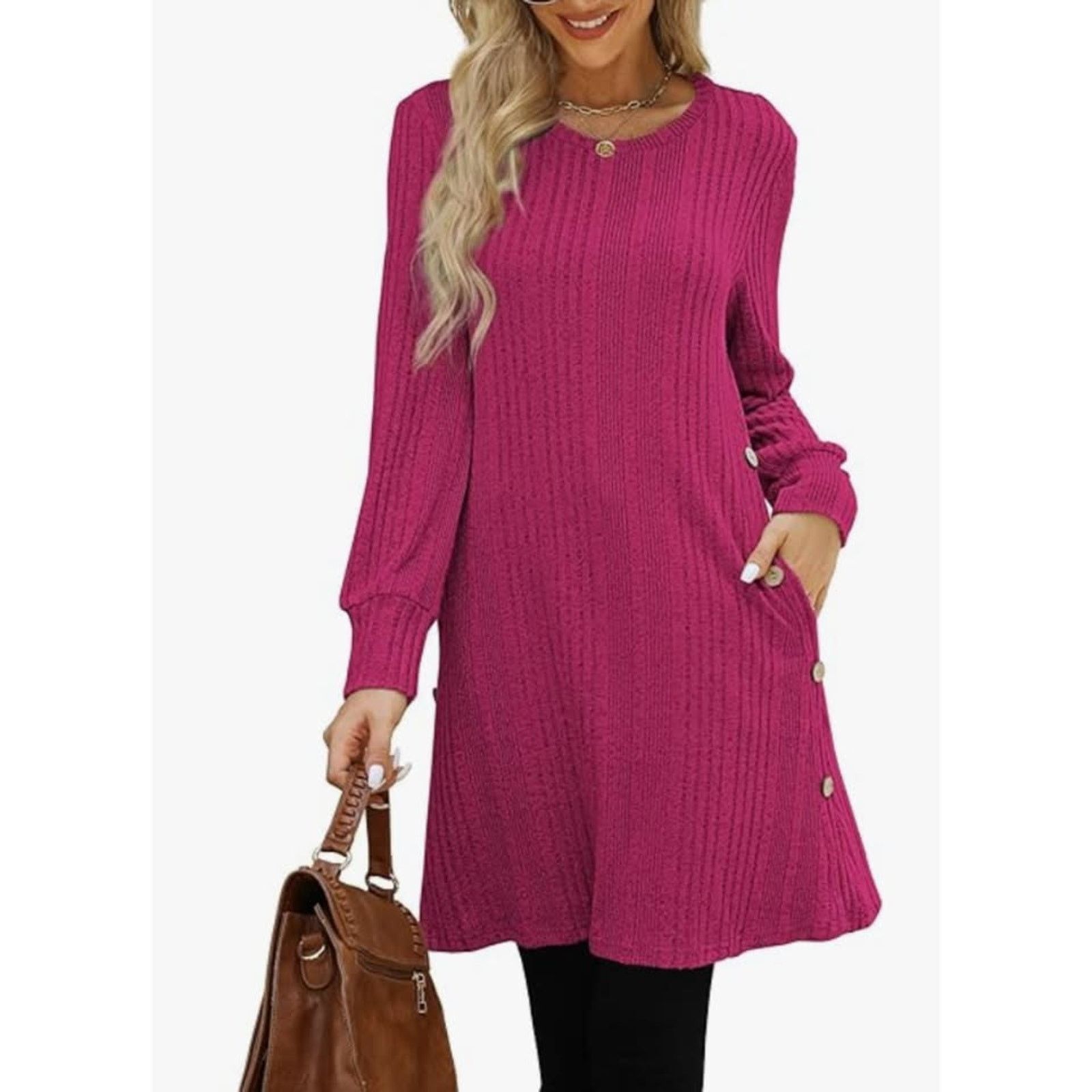 The Unbranded Brand Women's Dress Long Sleeve Tunic, Crew Neck, SIZE XL Size XL / US 12-14 / IT 48-50 - 3 Thumbnail