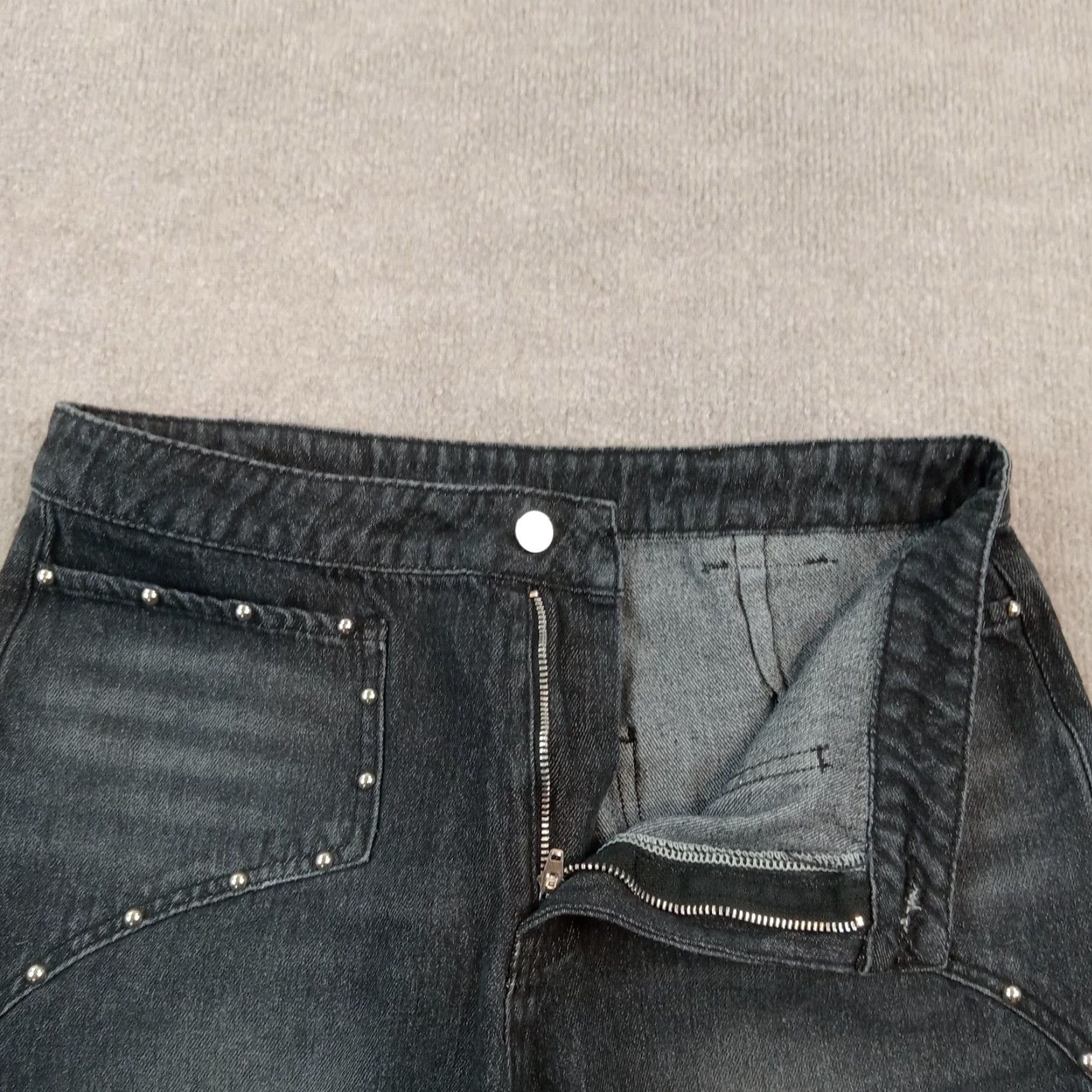 Cider Cider Black High Rise Straight Leg Studded Jeans Womens Large Size 36" / US 14 / IT 50 - 7 Thumbnail