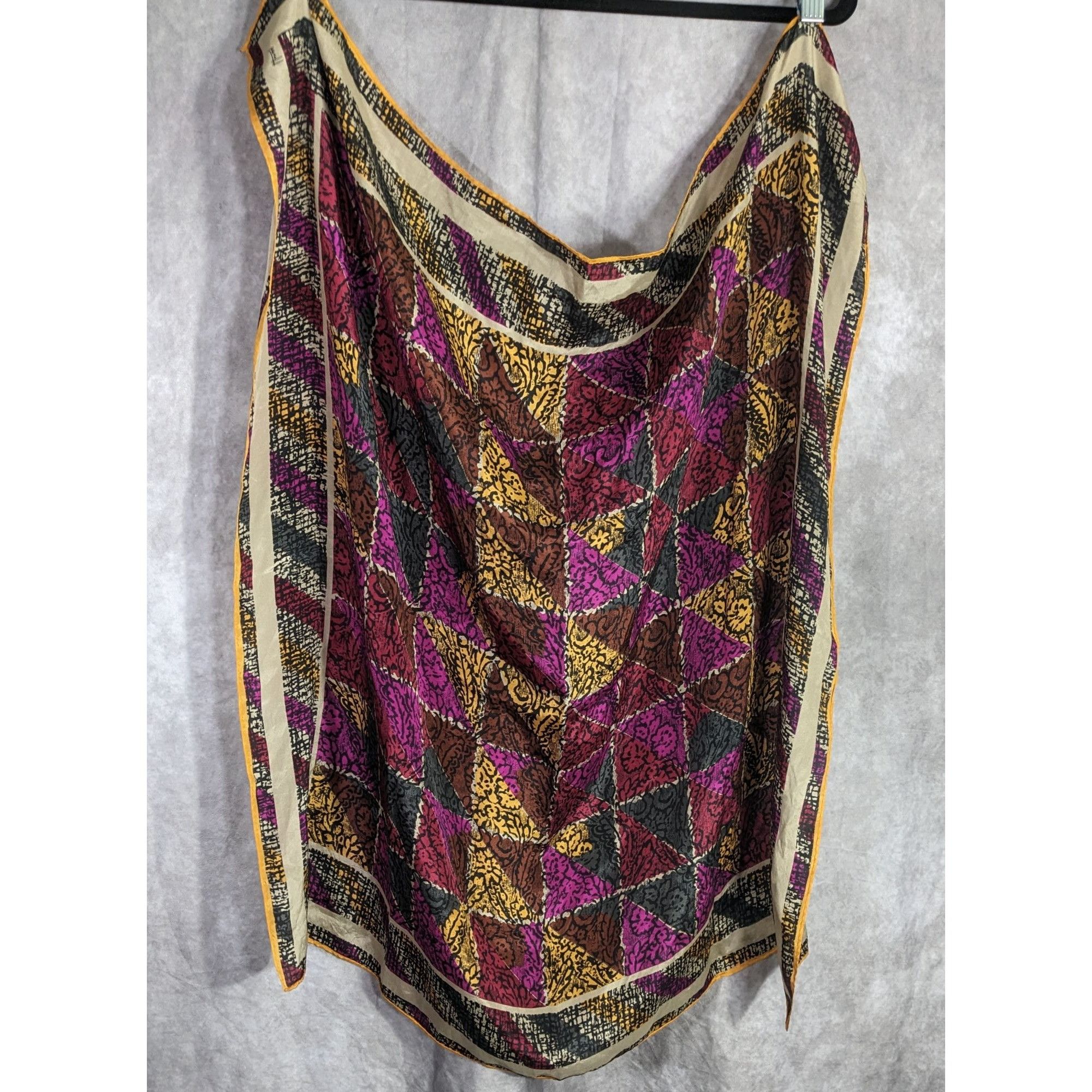 Other Vintage Honey Silk Scarf With Bold Geometric & Floral Print Size ONE SIZE - 5 Thumbnail