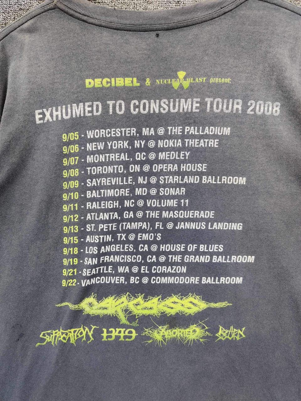 Band Tees Vintage Carcass Suffocation Tour Rock Tee Tshirt Size US XL / EU 56 / 4 - 7 Thumbnail