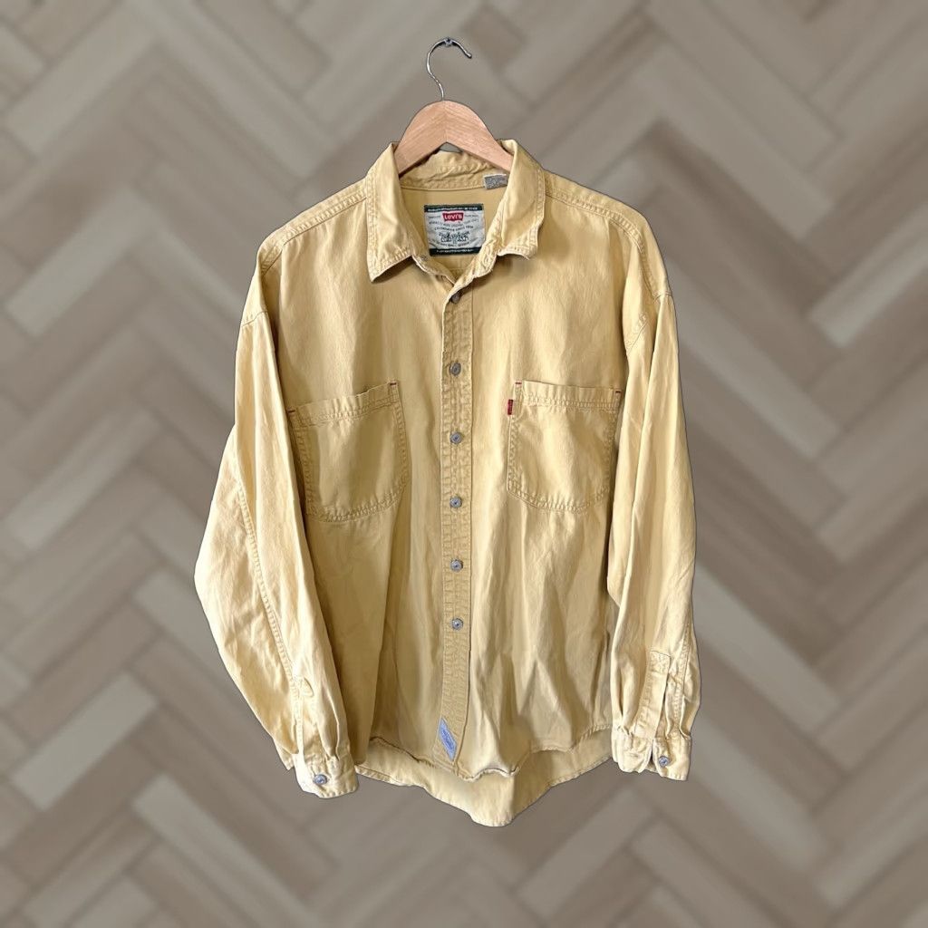 Levi's Y2K Levi's Mens Yellow Long Sleeve Double Pocket Button Up XL Size US XL / EU 56 / 4 - 1 Thumbnail