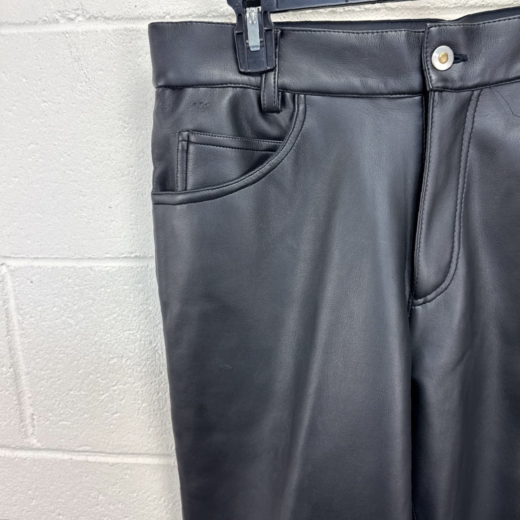 Vintage Morbid Threads Pants Mens 34x34 Black Faux Leather Vinyl Slim Straight Chino Punk Gothic Emo Casual Party/Cocktail Birthday Mens Size US 34 / EU 50 - 2 Thumbnail