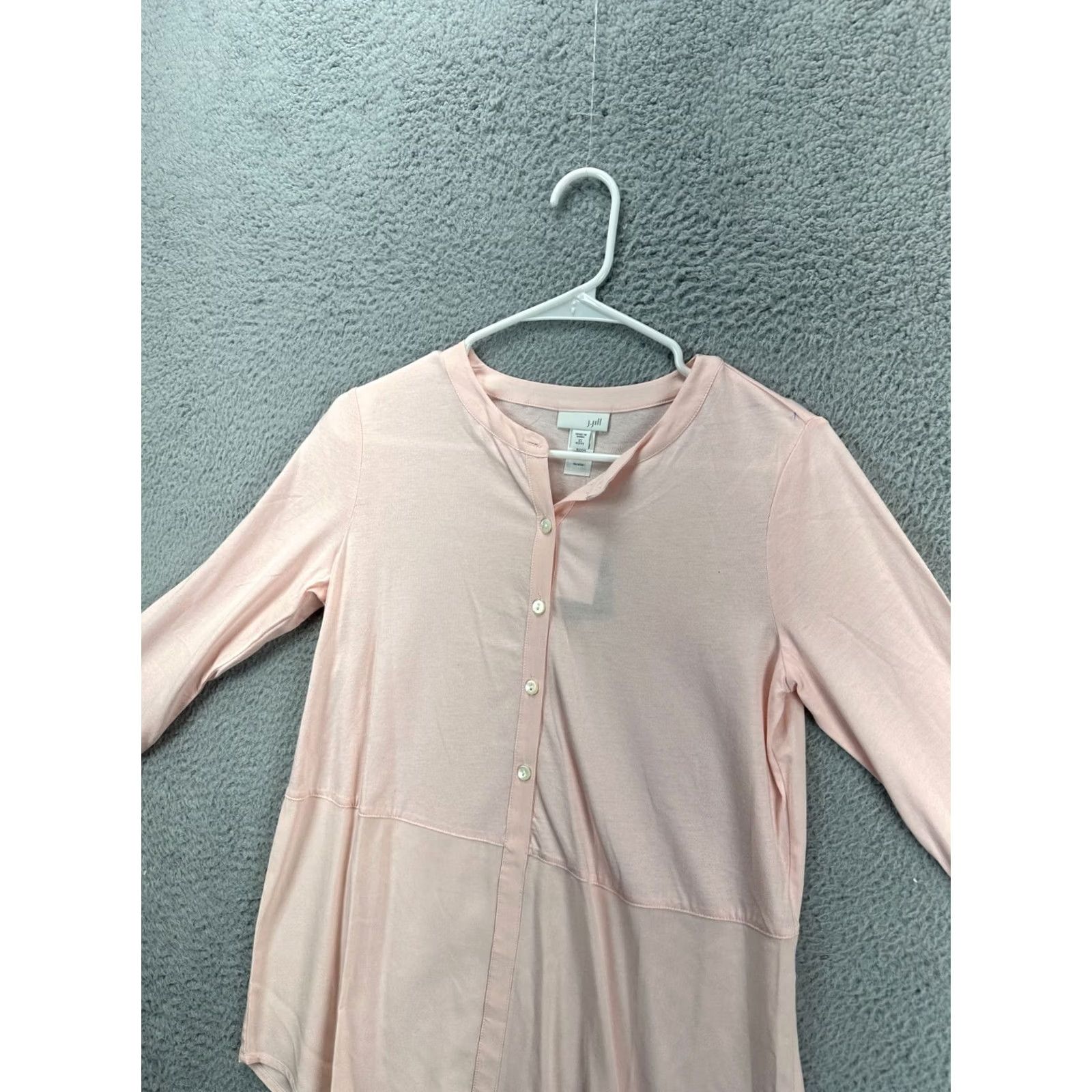 J. Jill J. Jill Shirt Womens XSP Petite Light Pink Henley Long Sleeve Blouse Top NEW Size XS / US 0-2 / IT 36-38 - 4 Thumbnail