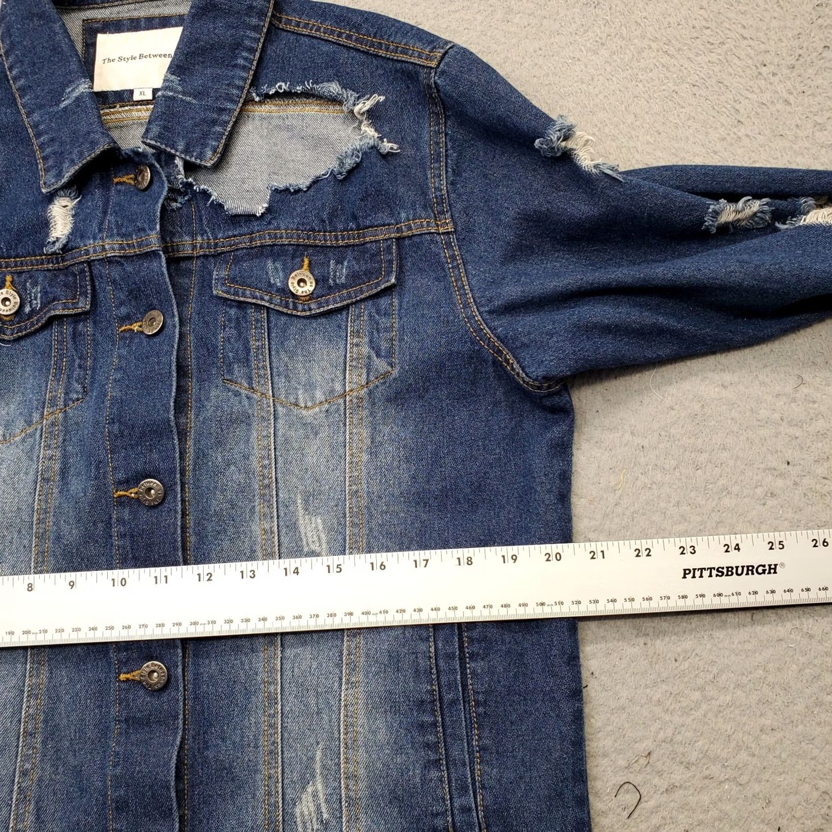 Denime The Style Between Us Denim Trucker Jacket Women XL Blue Distressed Button Front Size XL / US 12-14 / IT 48-50 - 4 Thumbnail